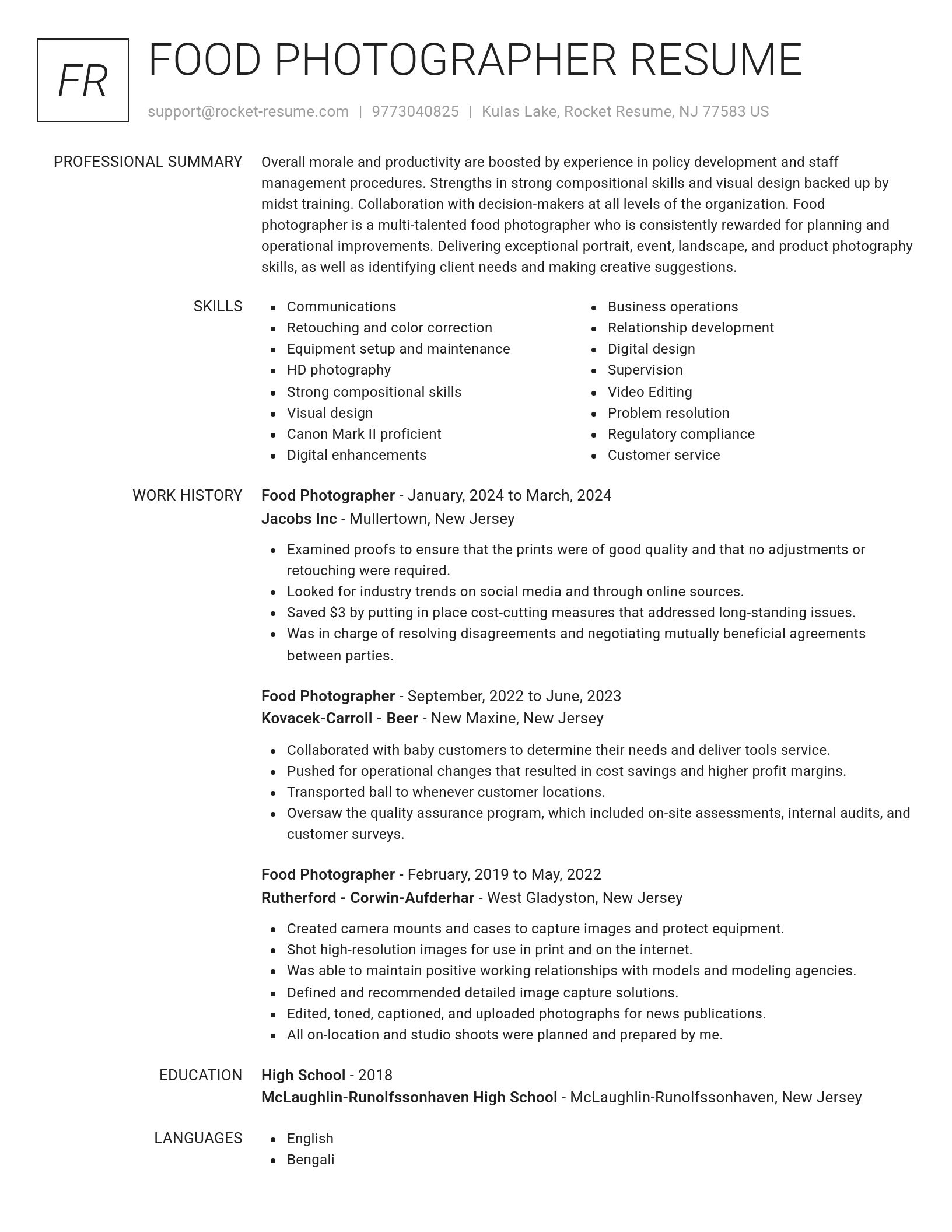 Renowned resume template