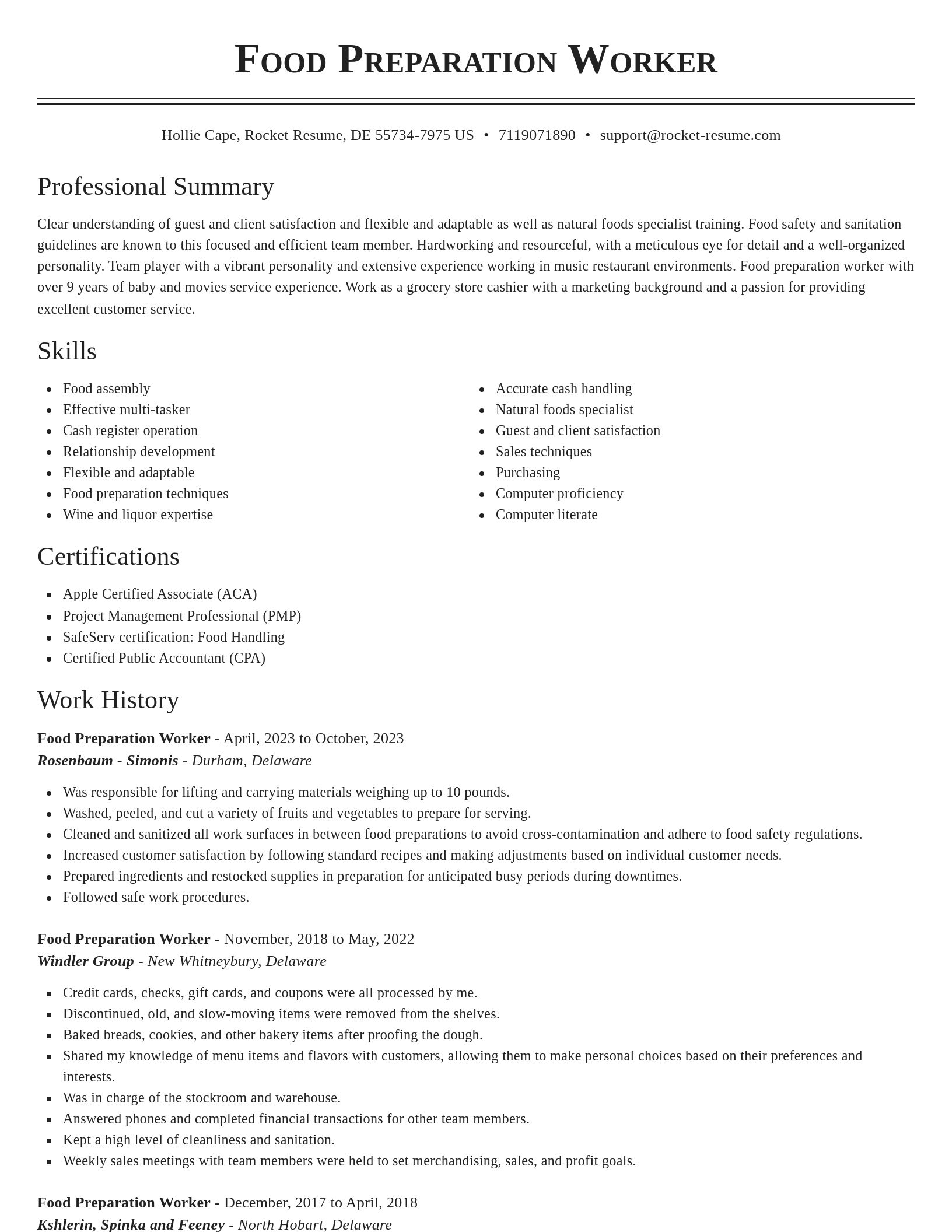Classic resume template