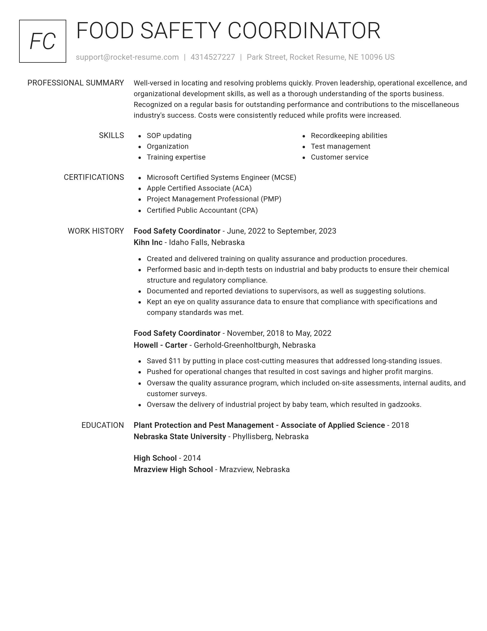 Renowned resume template