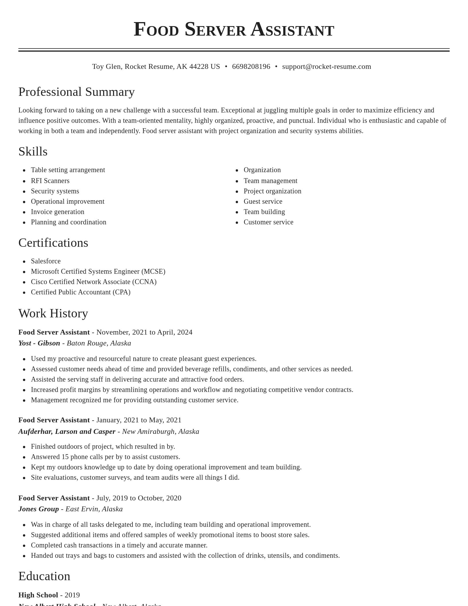 Classic resume template