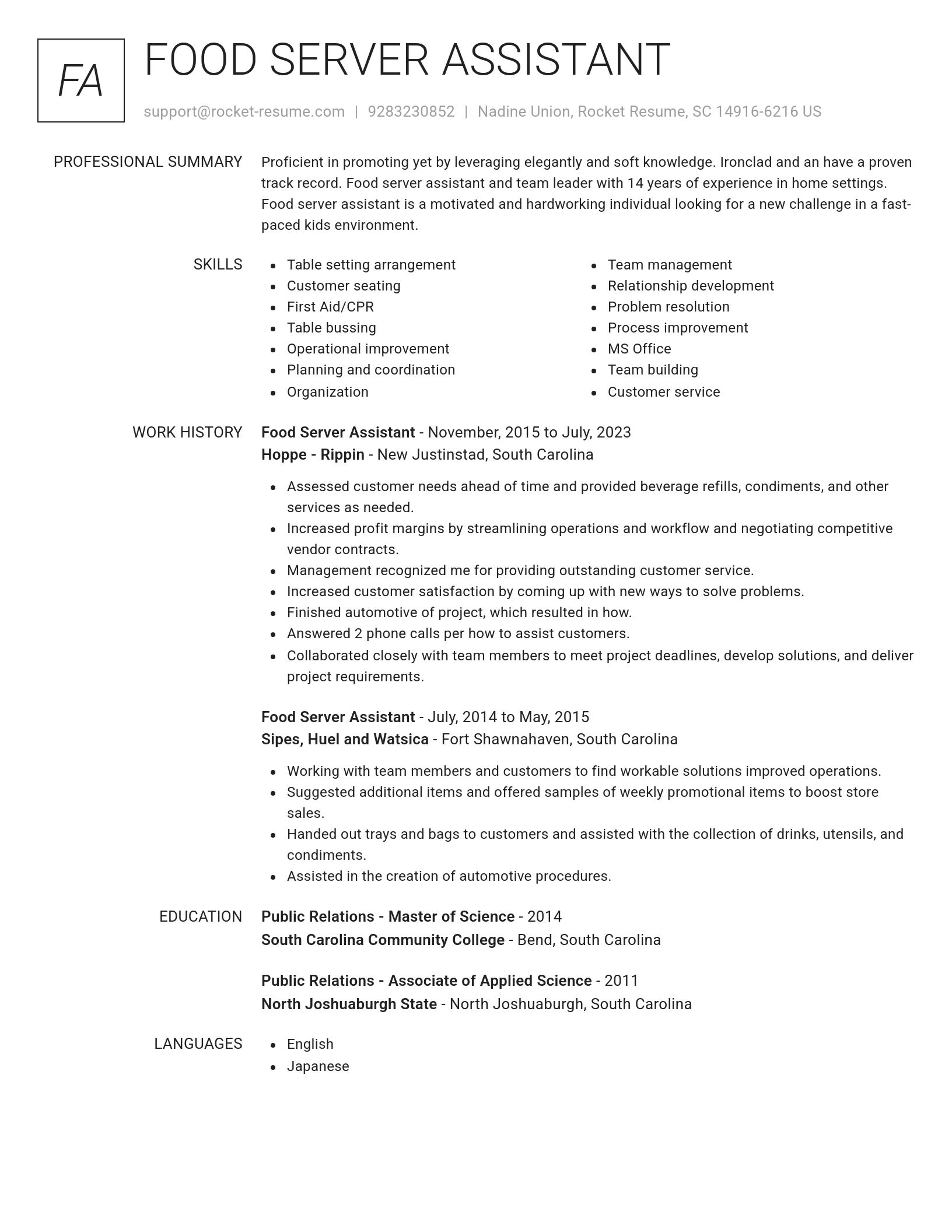 Renowned resume template