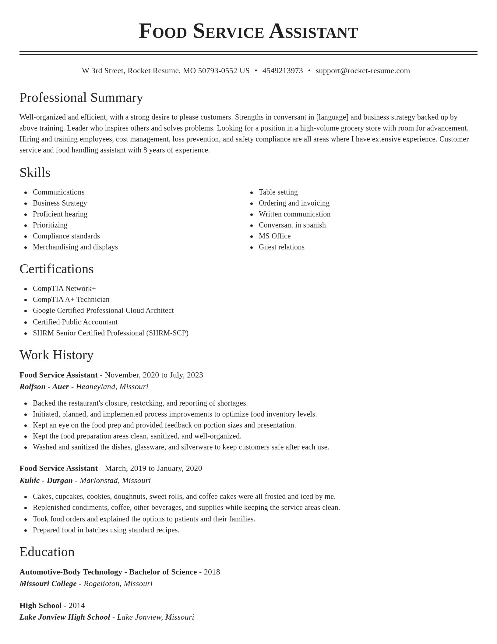 Classic resume template