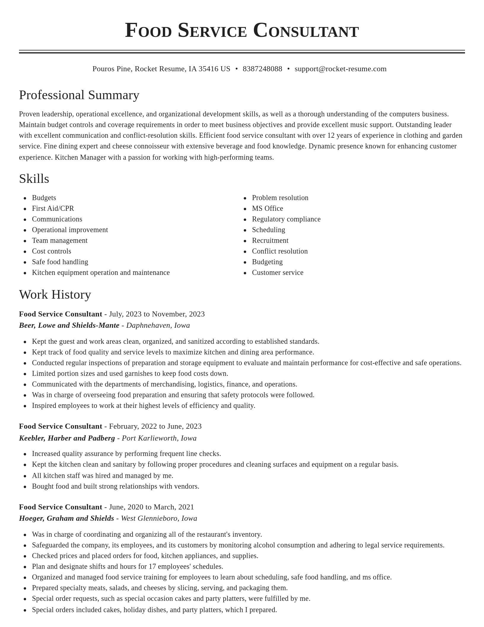 Classic resume template