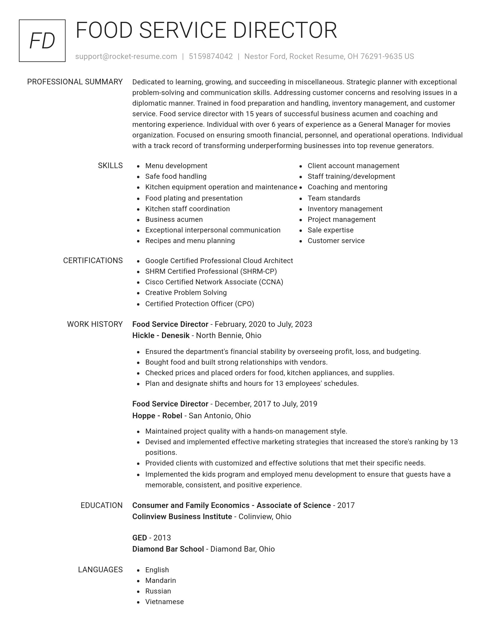 Renowned resume template