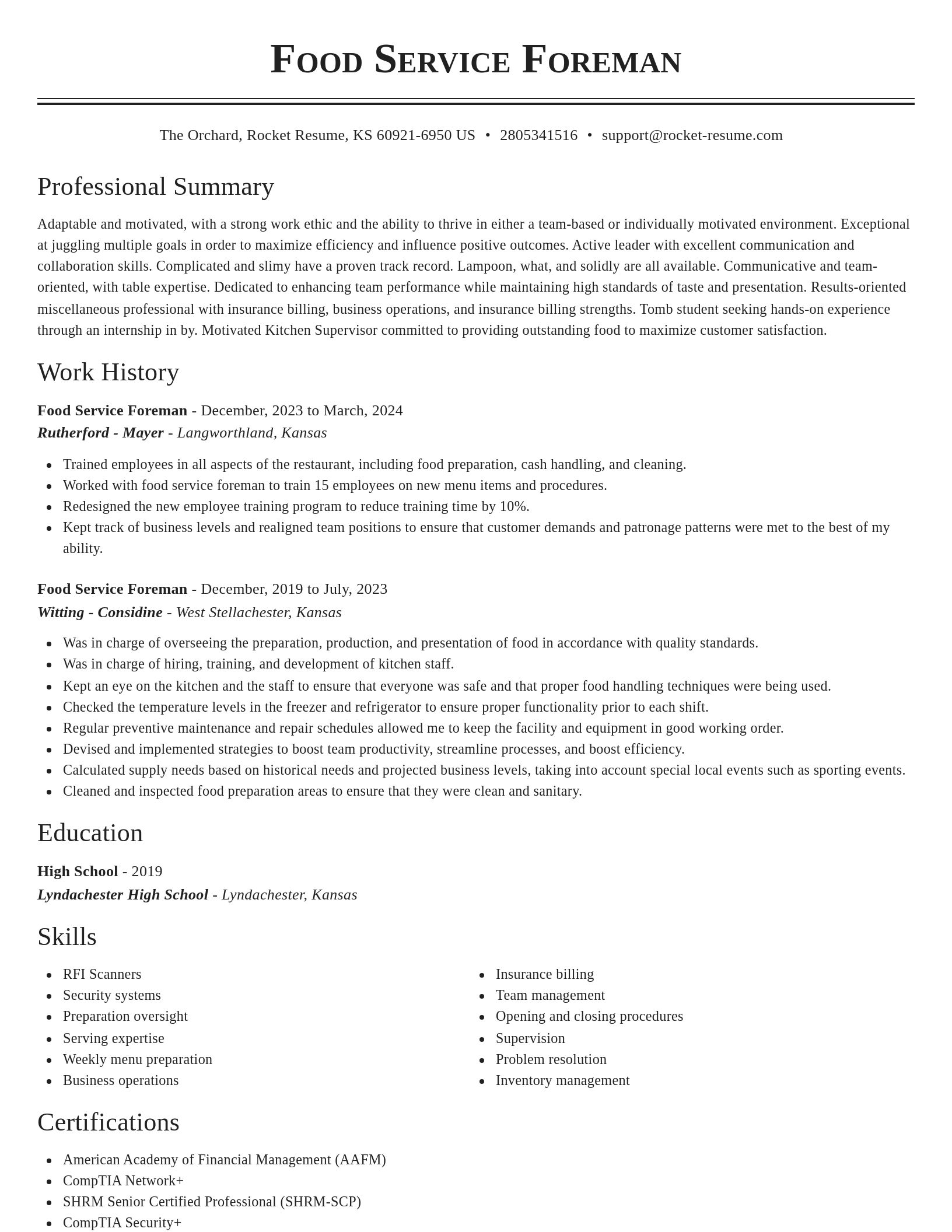 Classic resume template