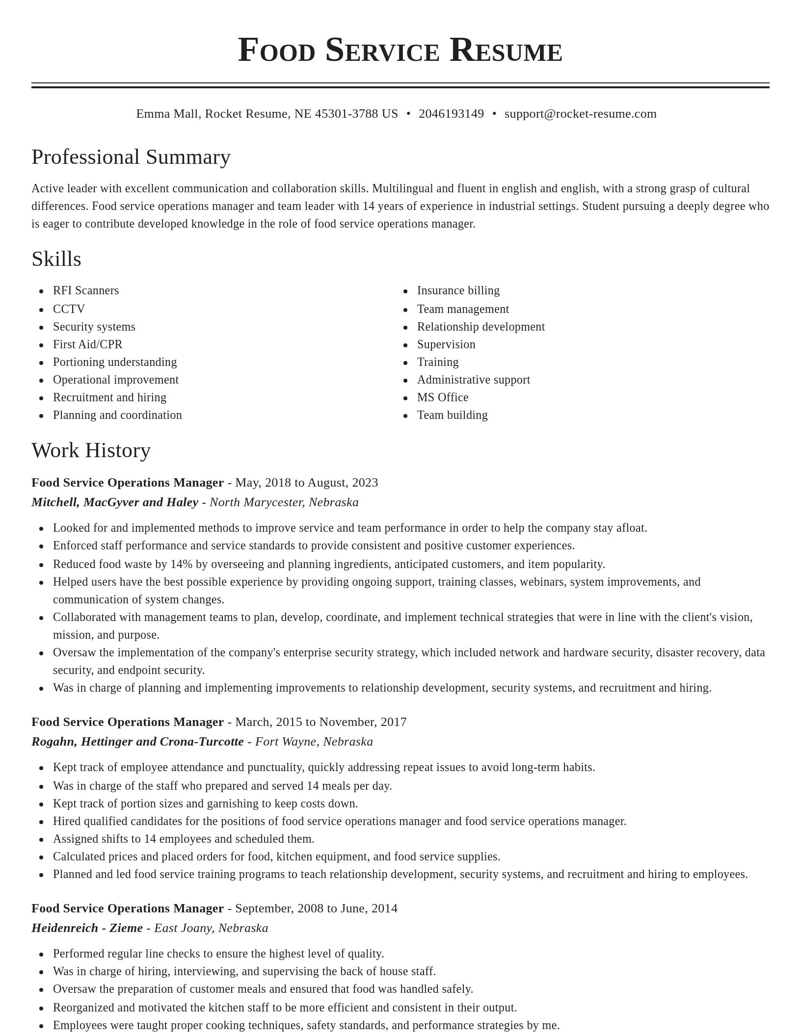 Classic resume template