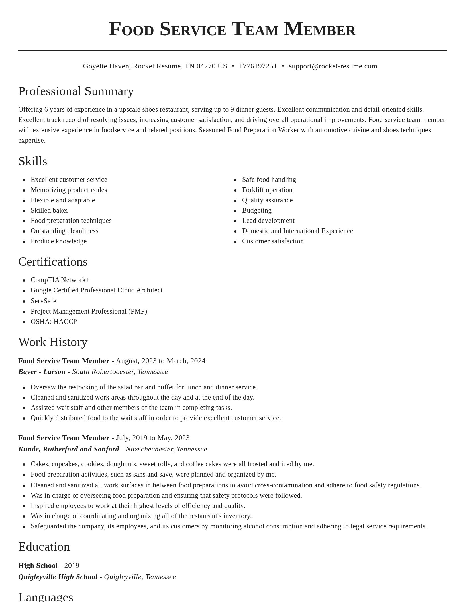 Classic resume template