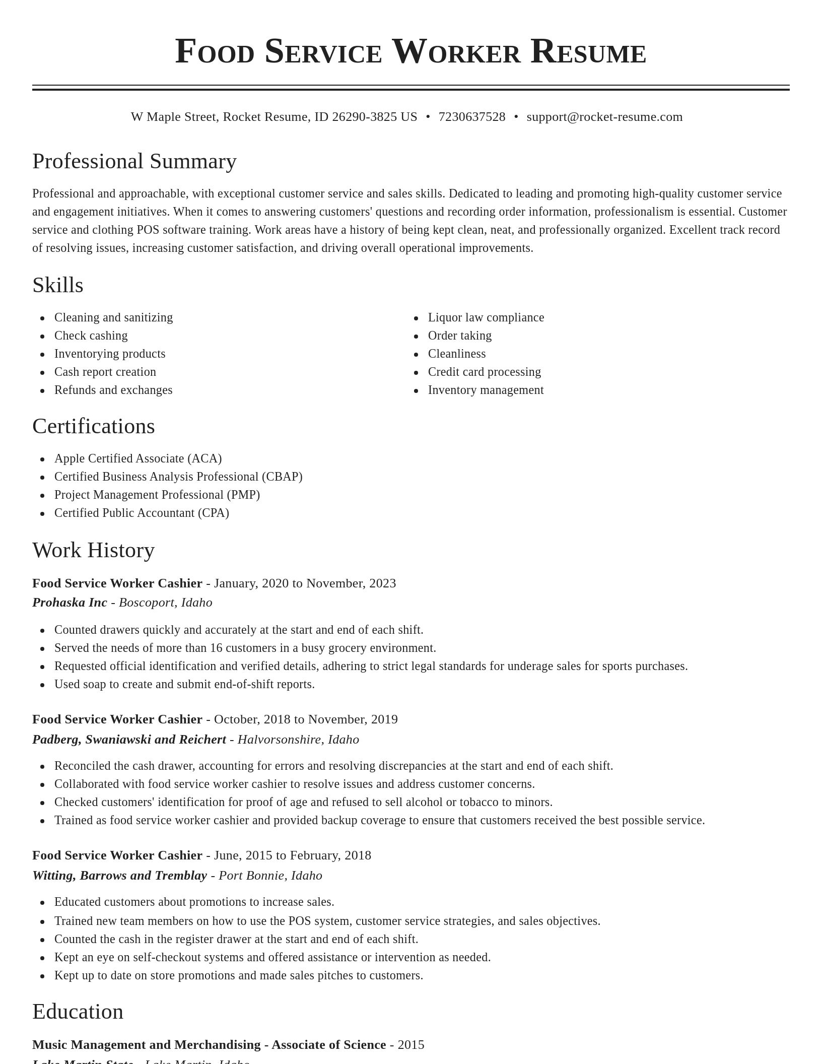 Classic resume template
