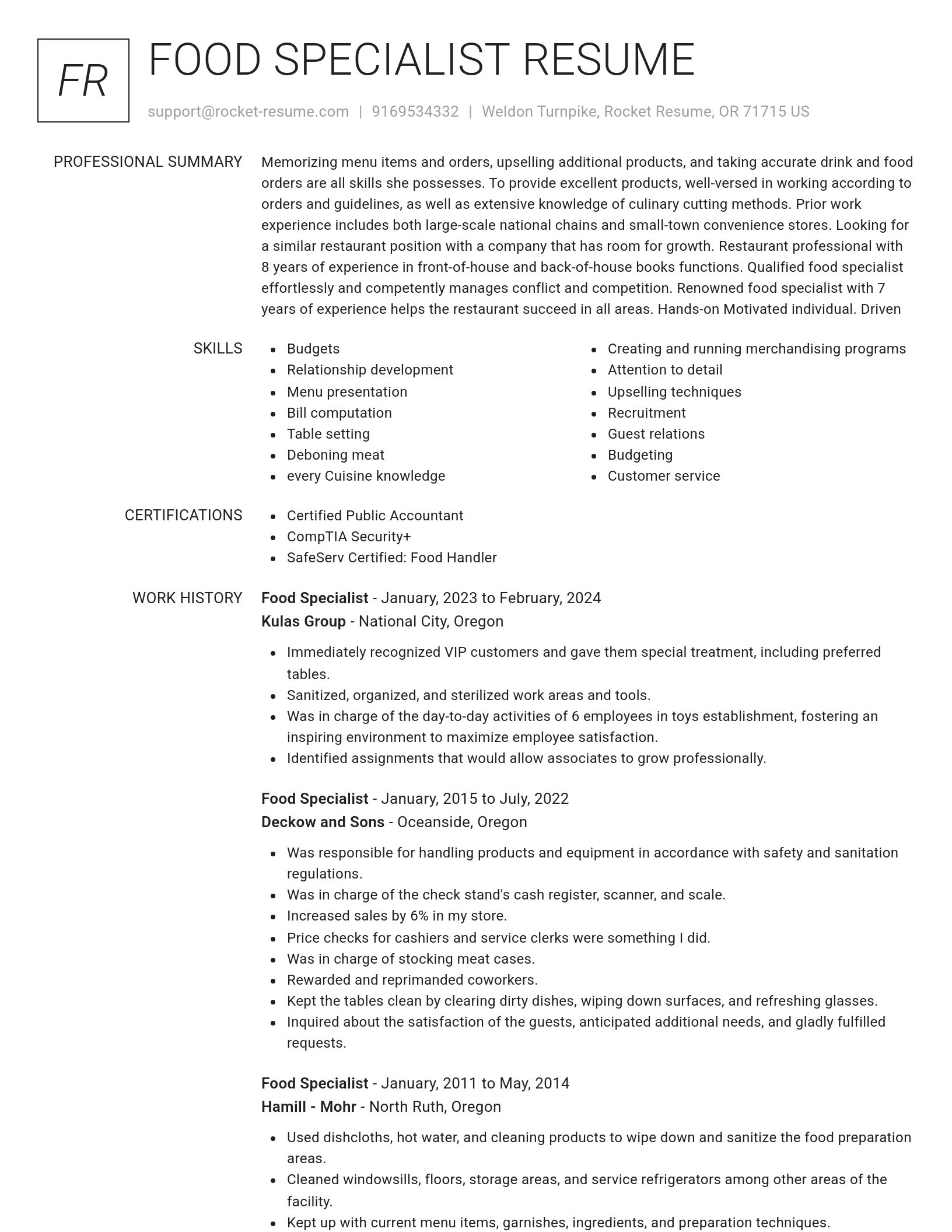 Renowned resume template