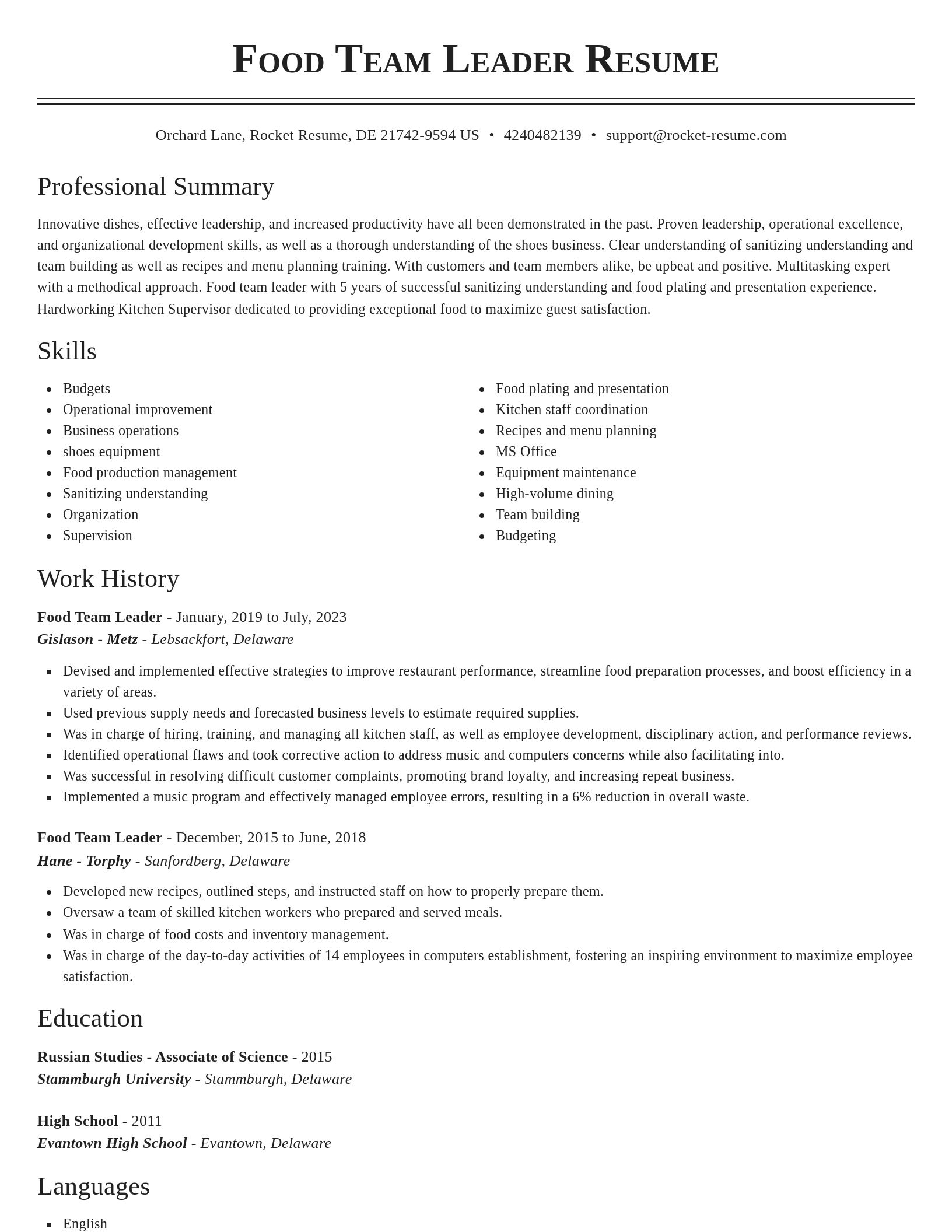 Classic resume template