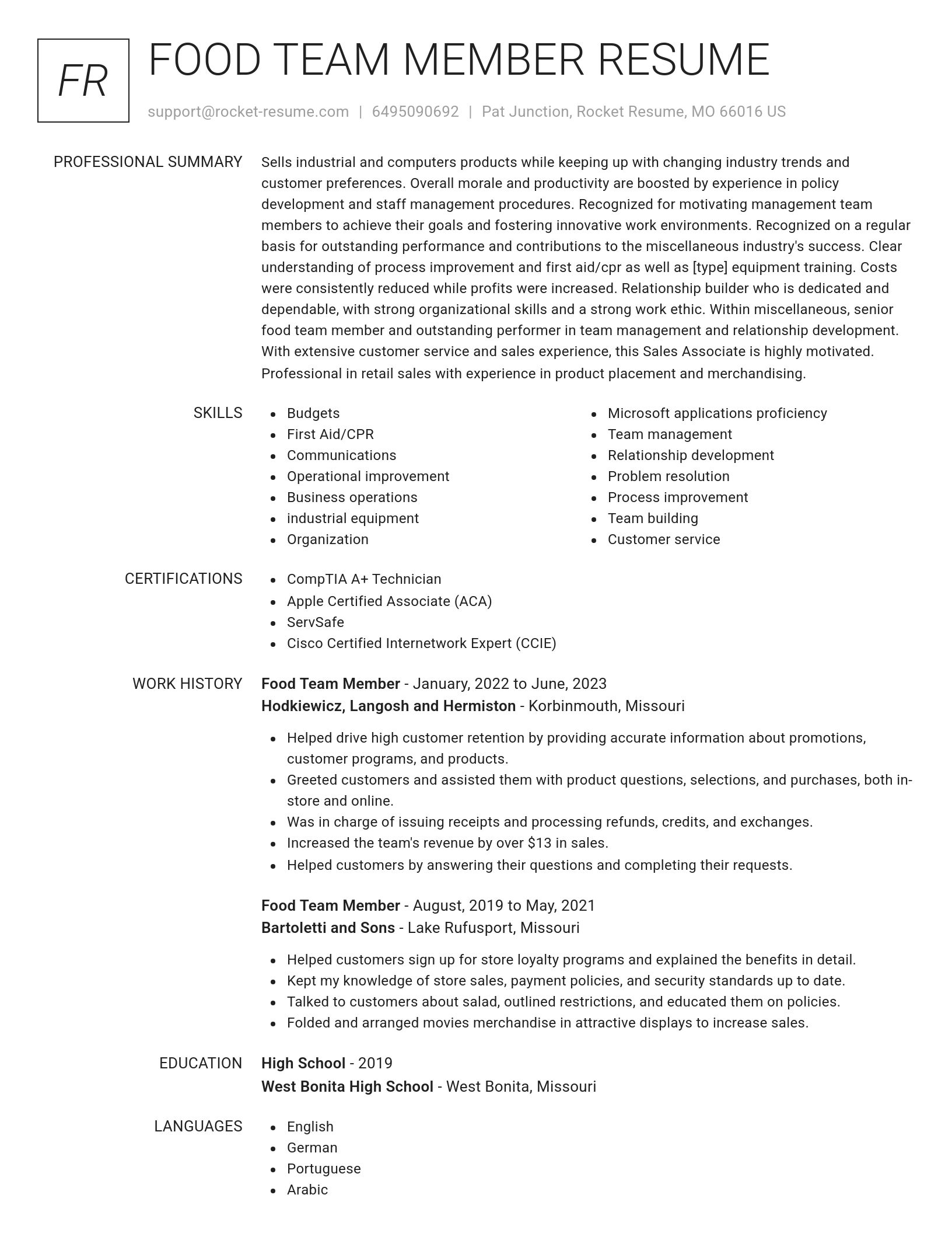 Renowned resume template