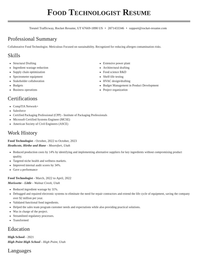 Classic resume template