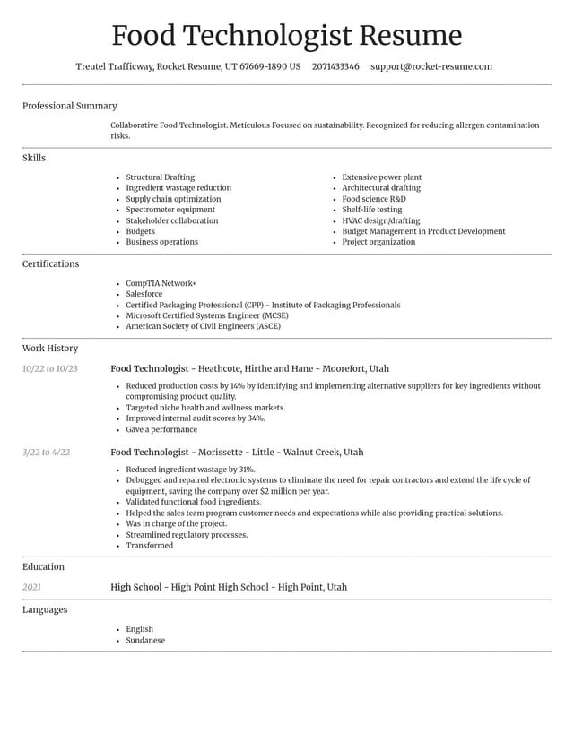 Dignified resume template