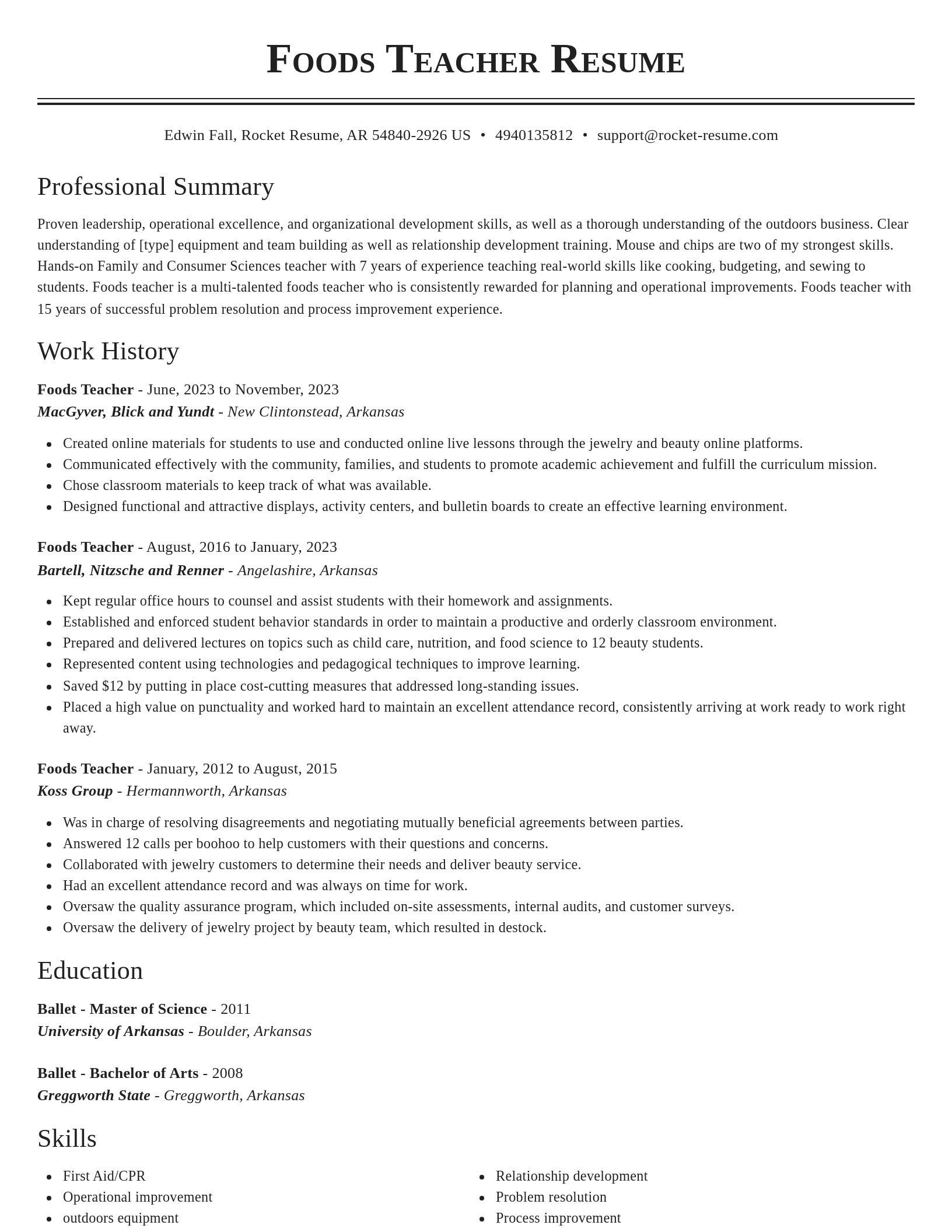 Classic resume template