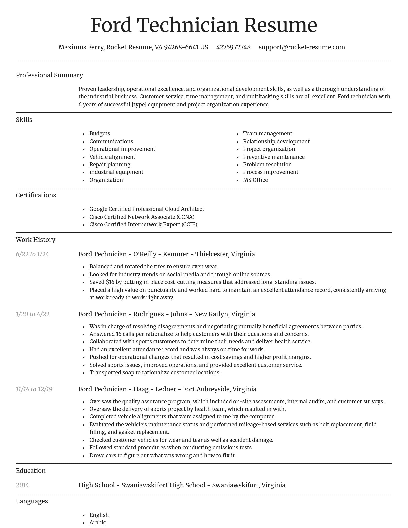 Dignified resume template