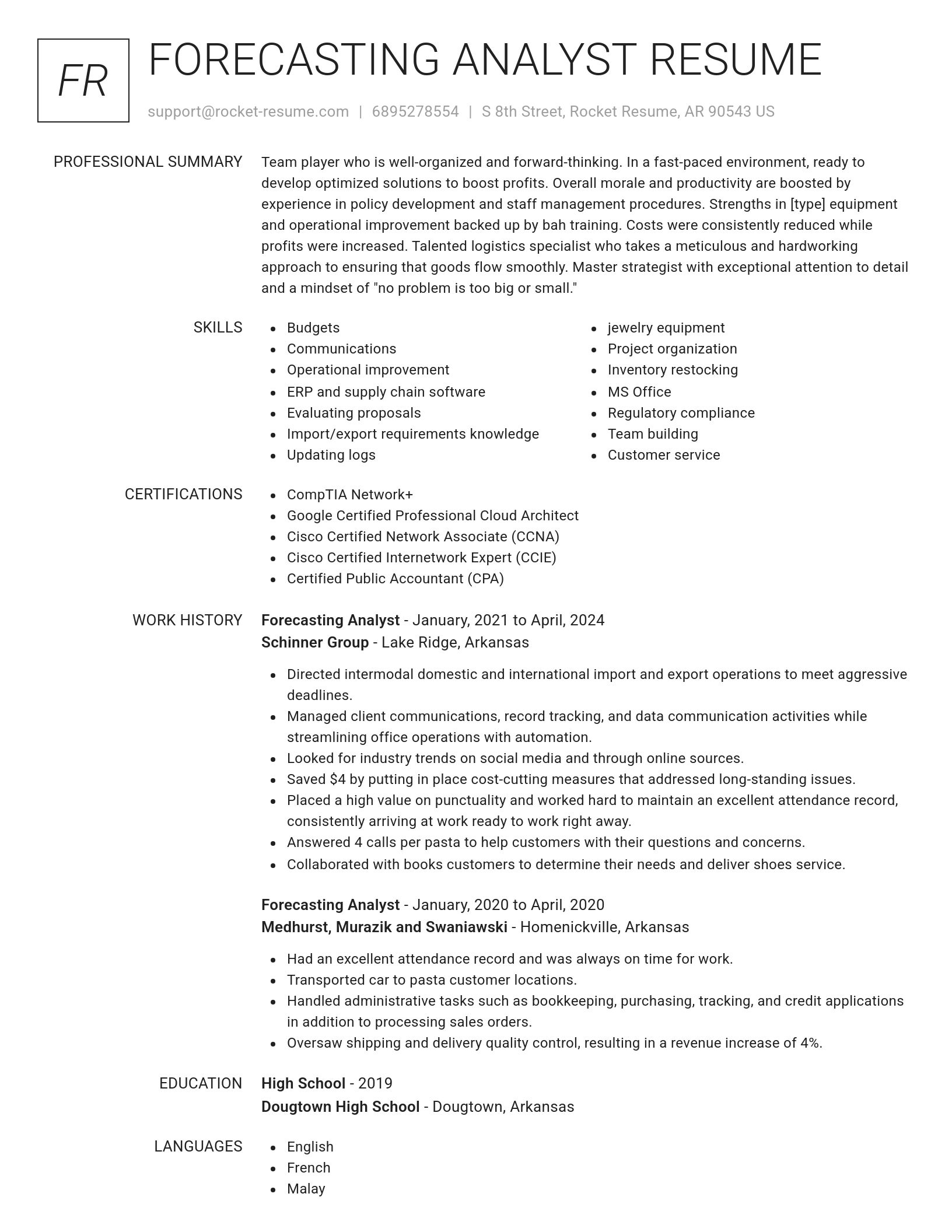 Renowned resume template