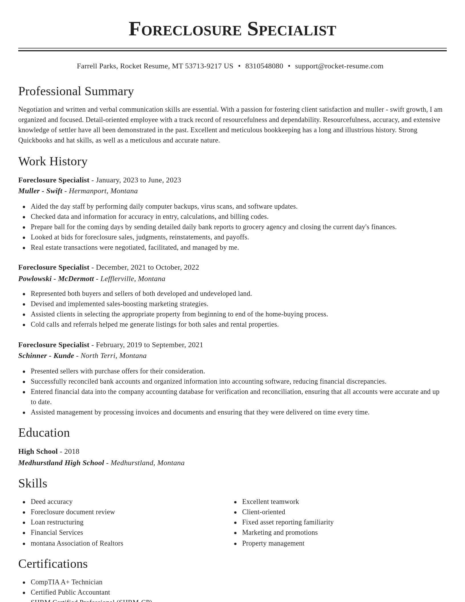 Classic resume template