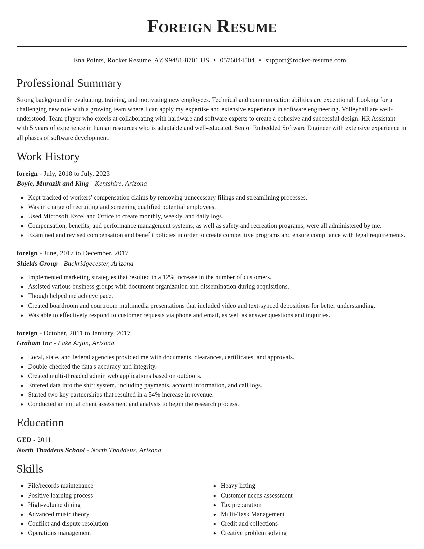 Classic resume template