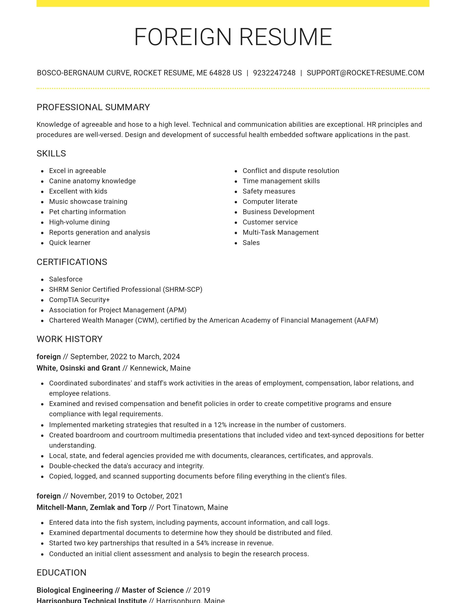 Grand resume template