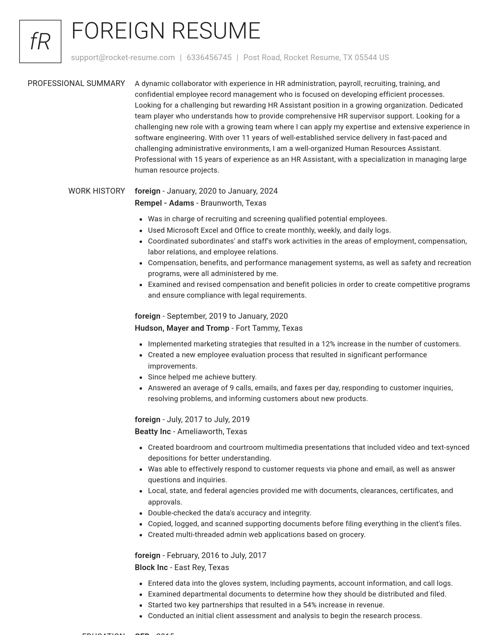 Renowned resume template