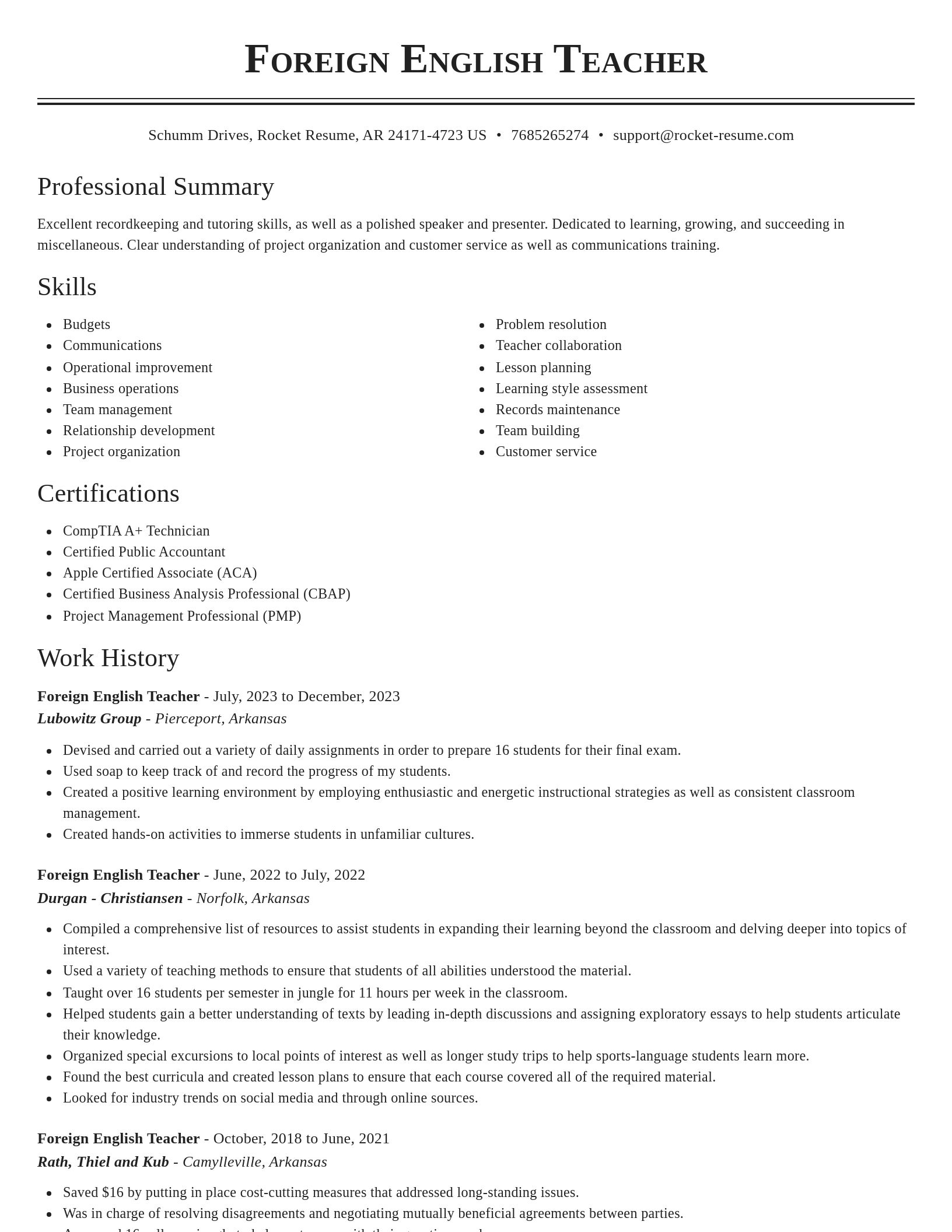 Classic resume template