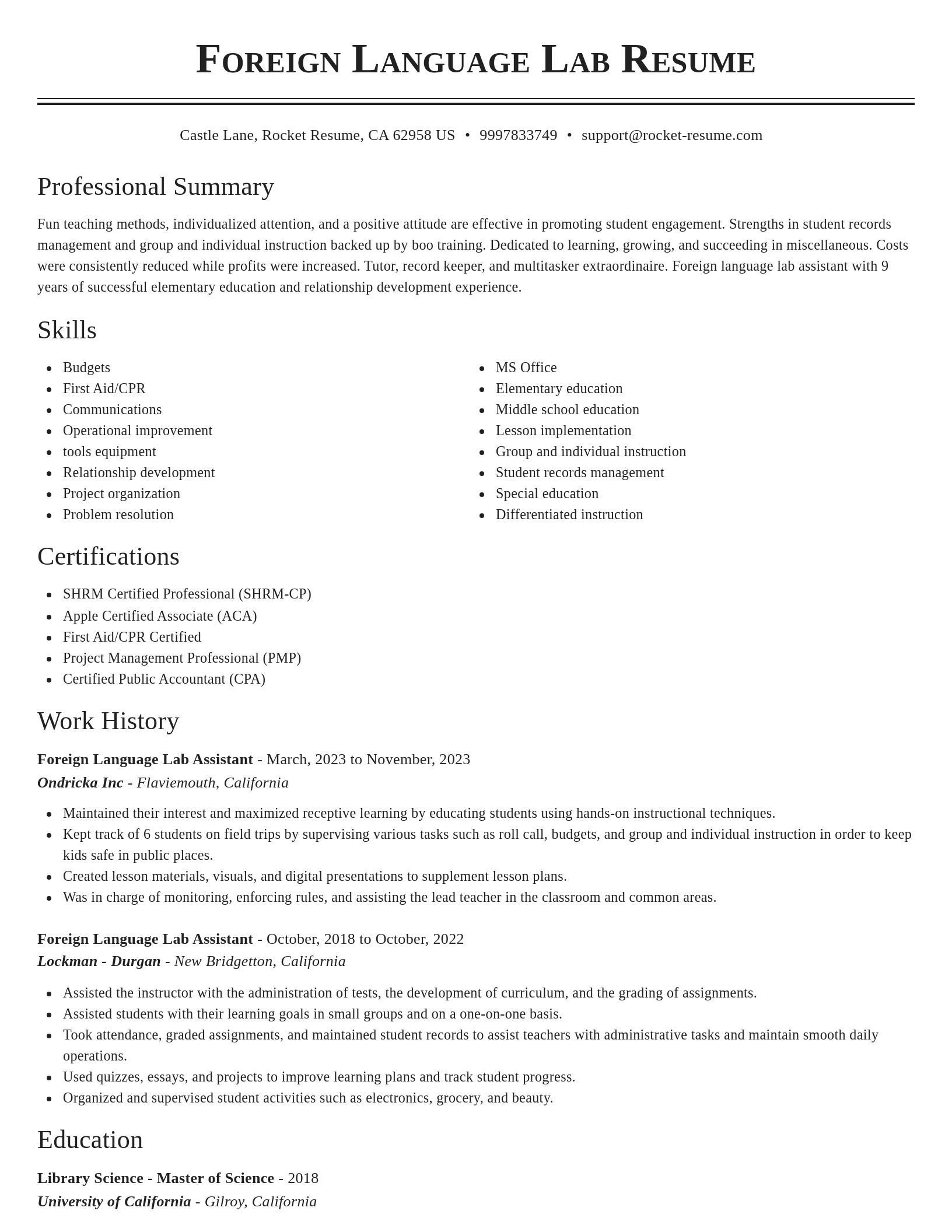 Classic resume template