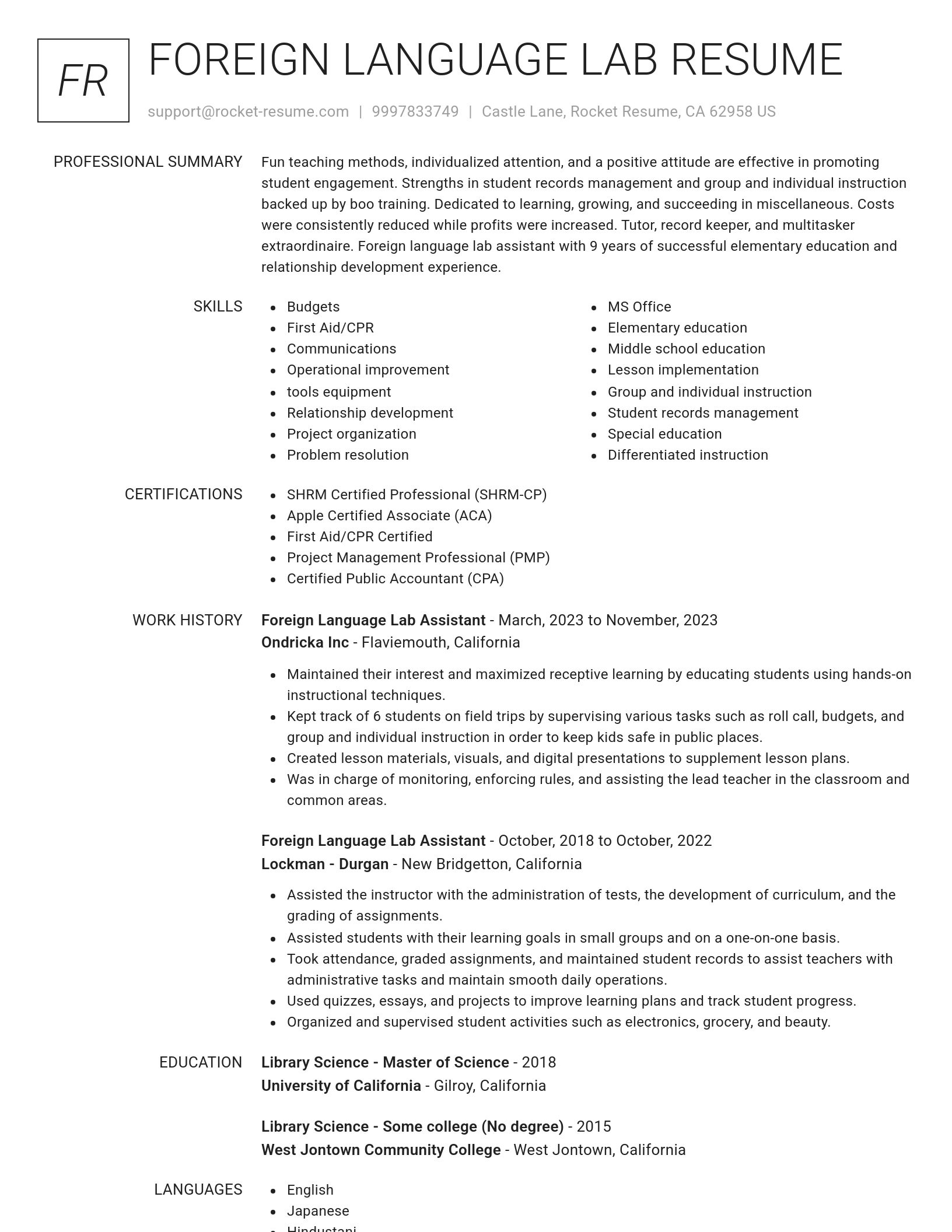 Renowned resume template
