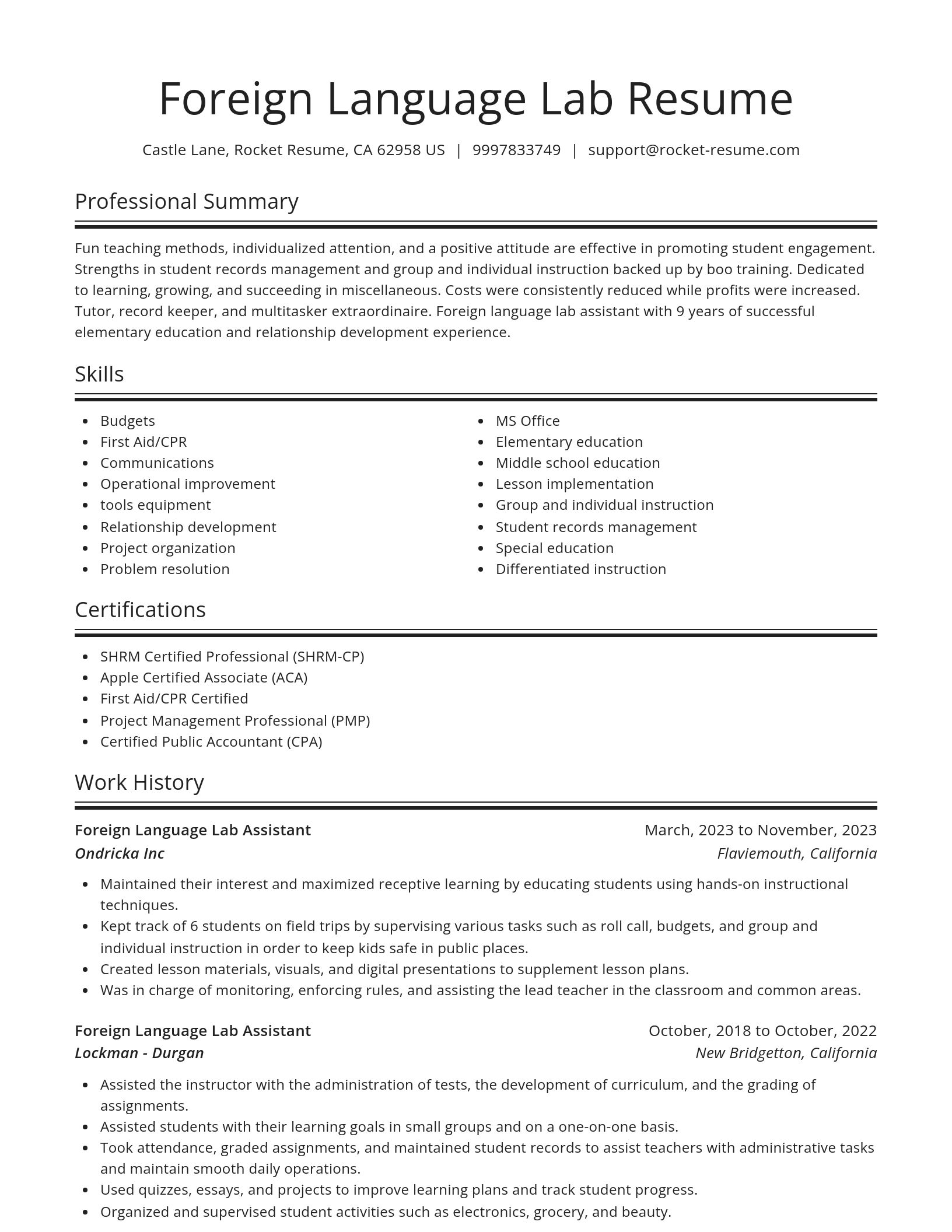 Spotlight resume template