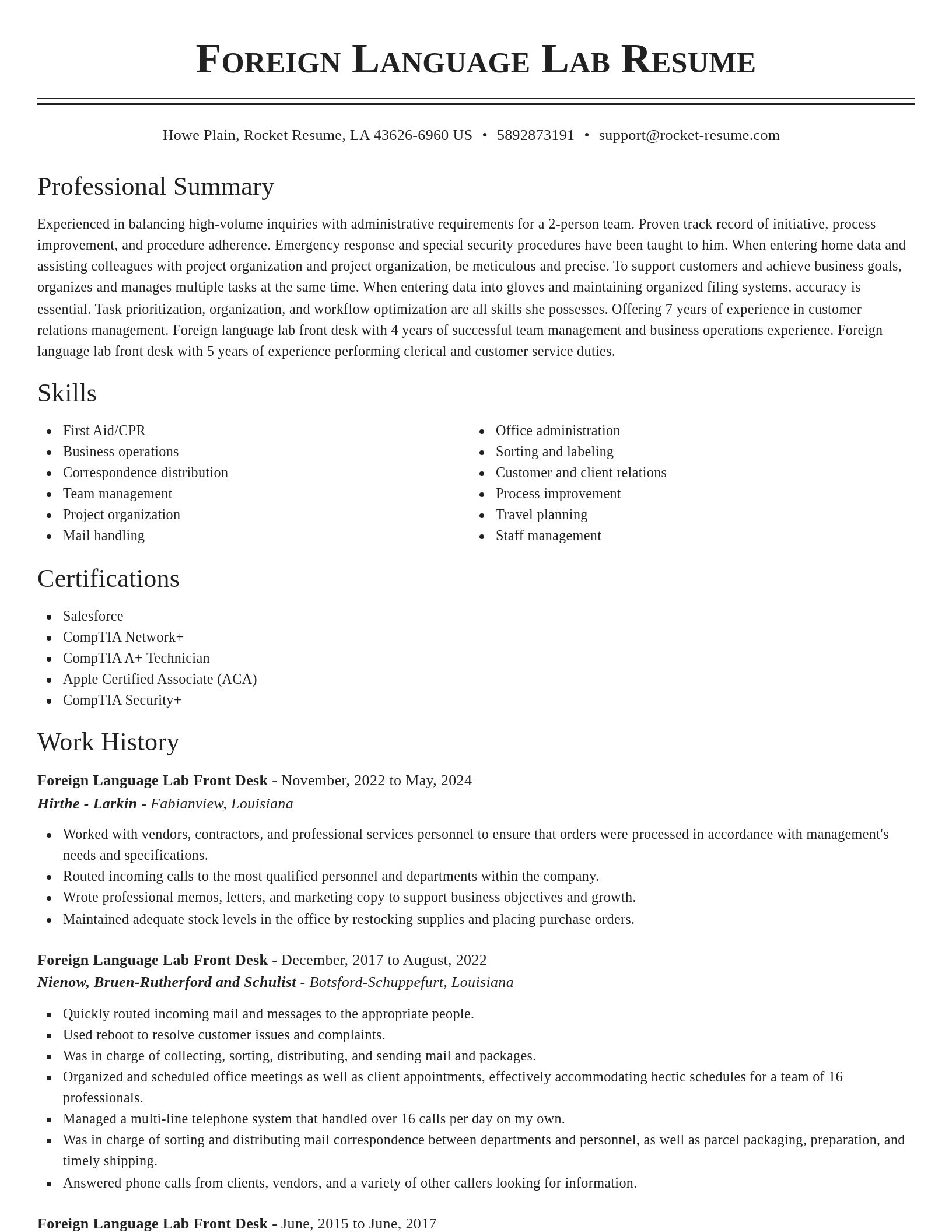 Classic resume template