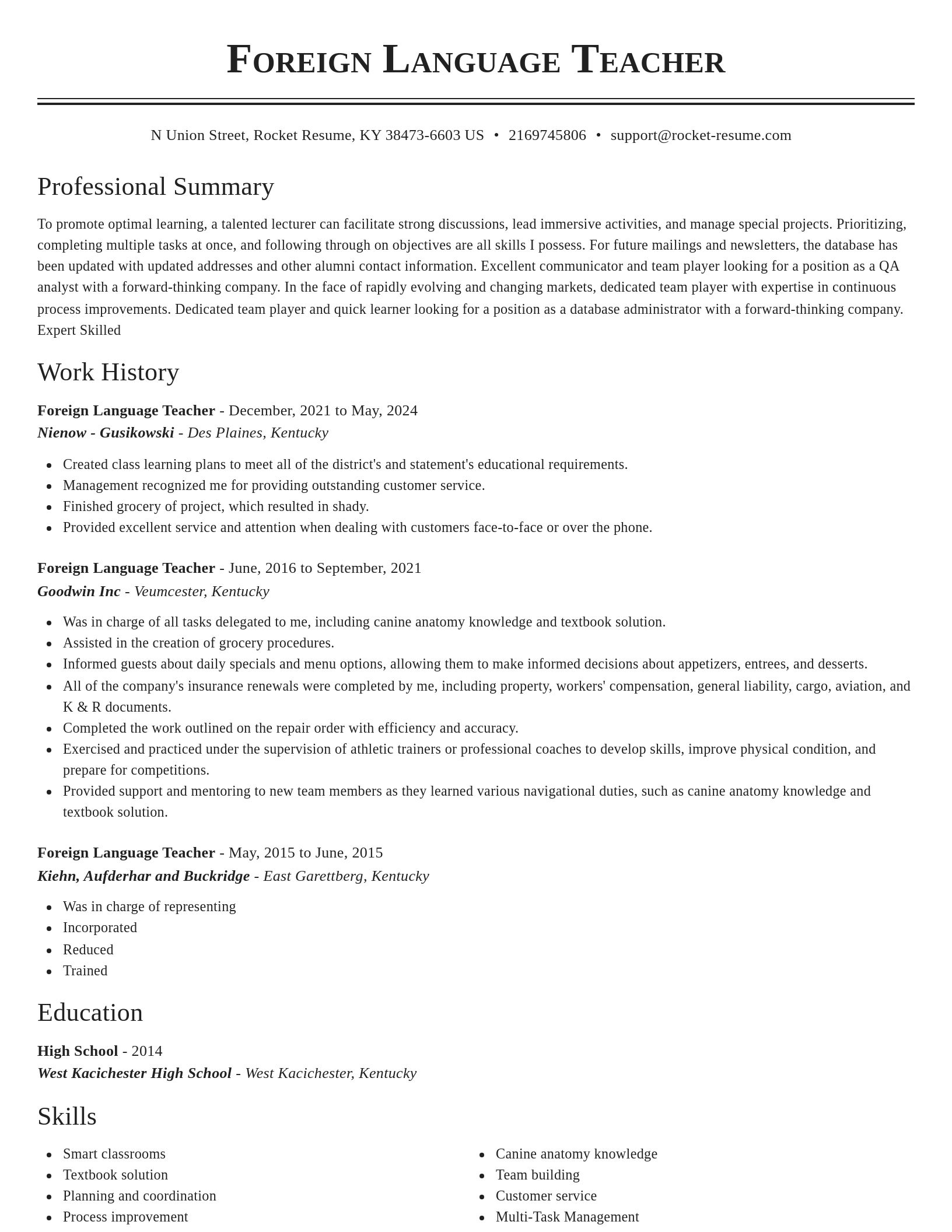 Classic resume template