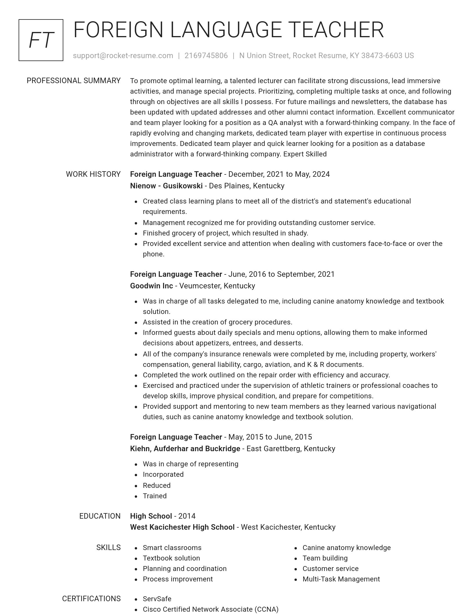 Renowned resume template