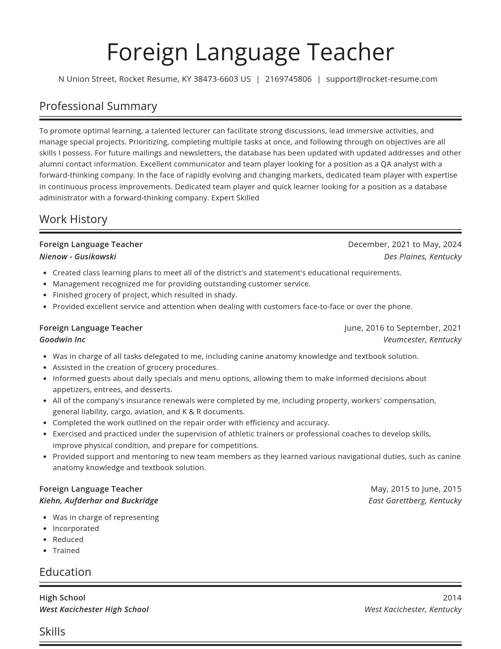 Spotlight resume template
