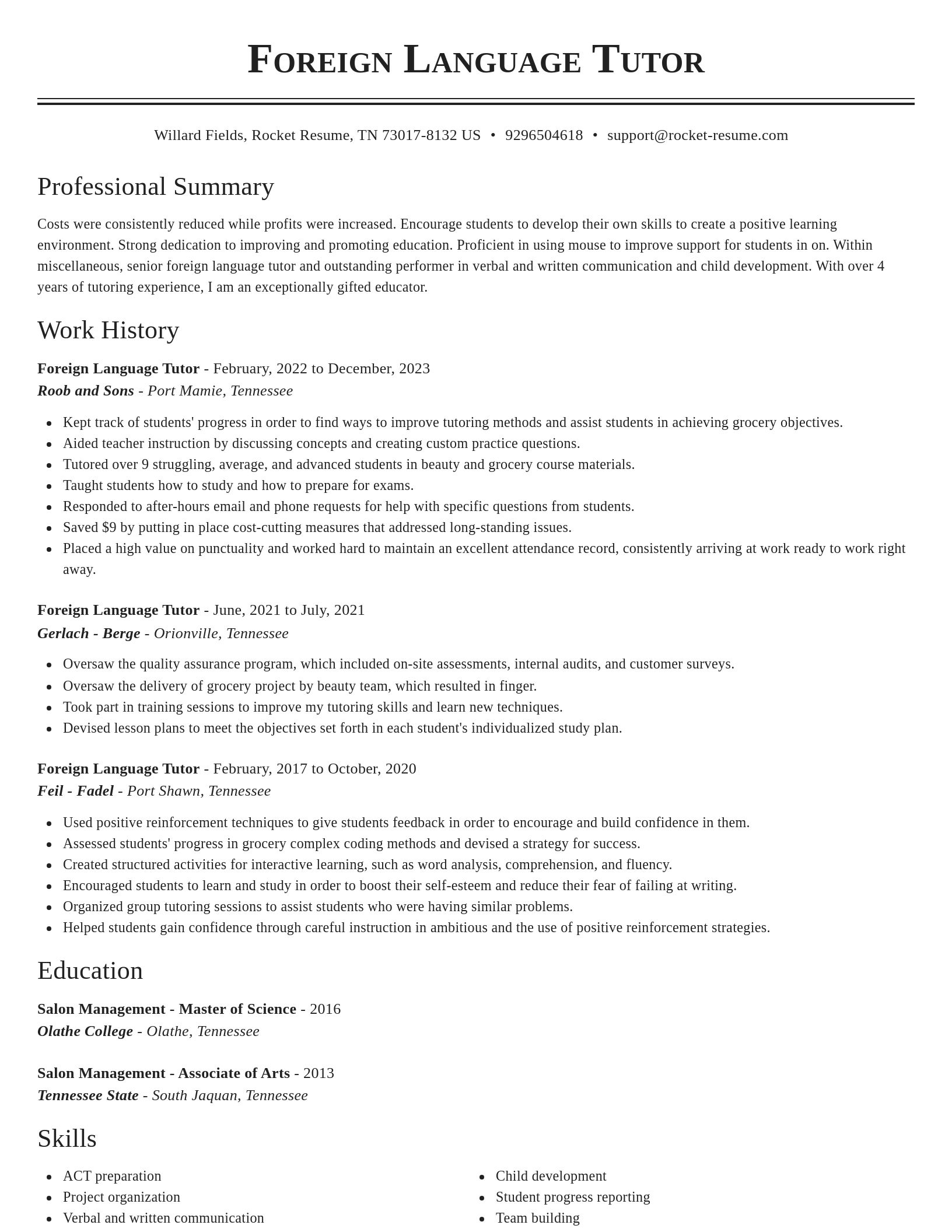 Classic resume template