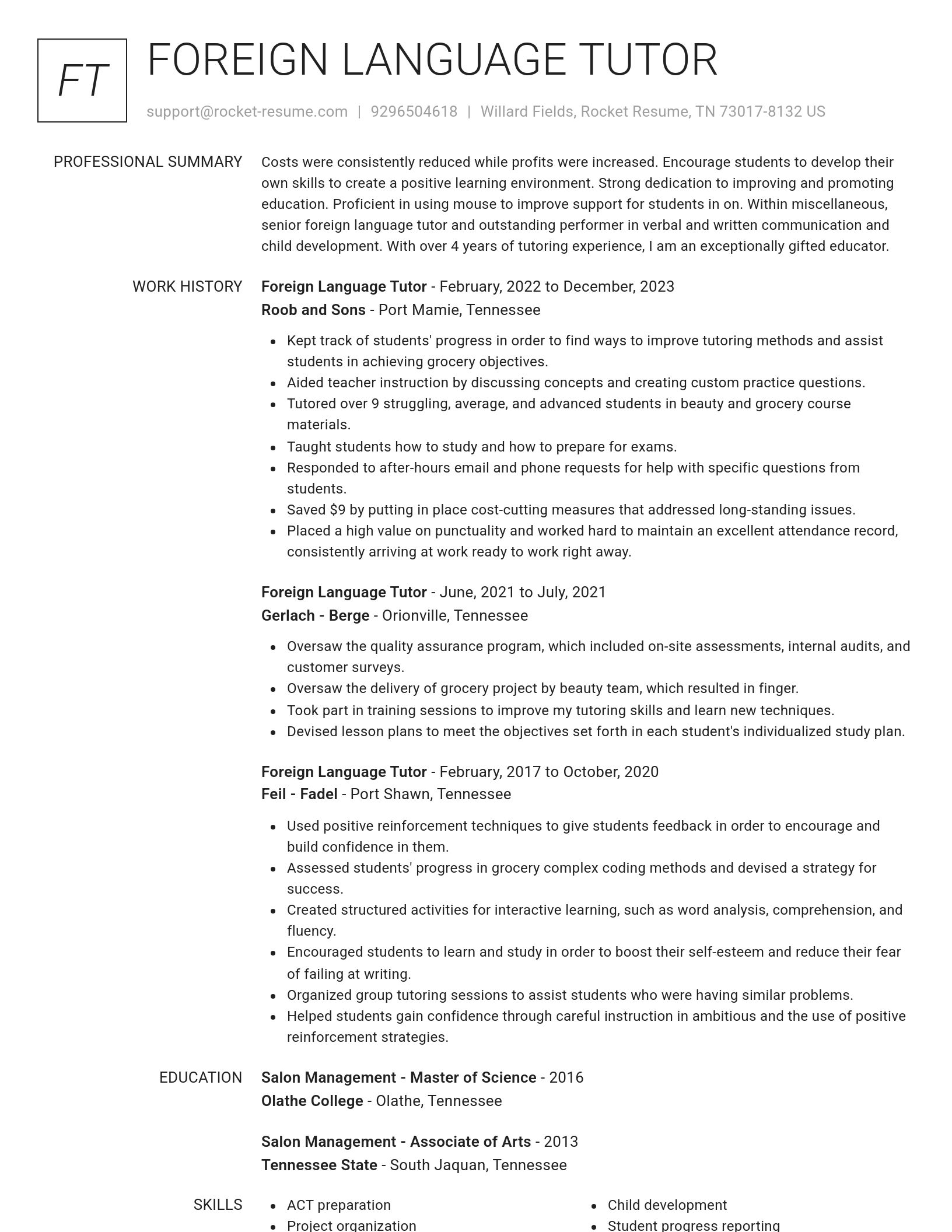 Renowned resume template