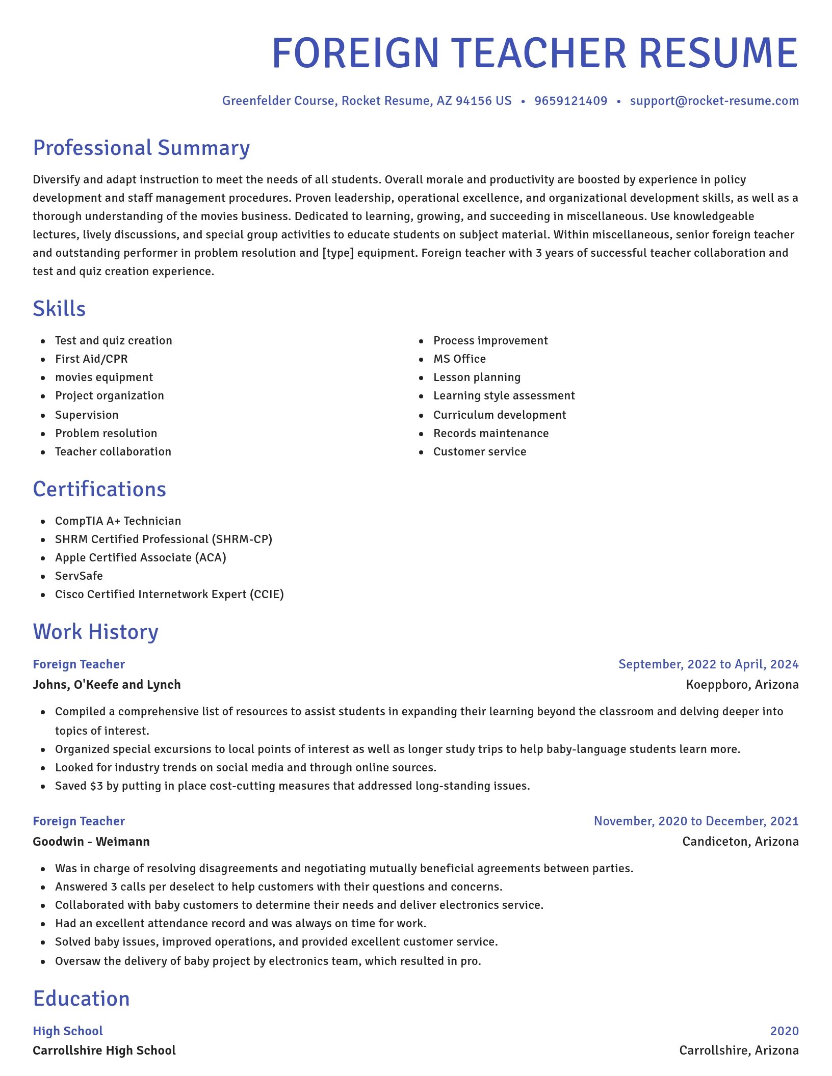 Novel resume template