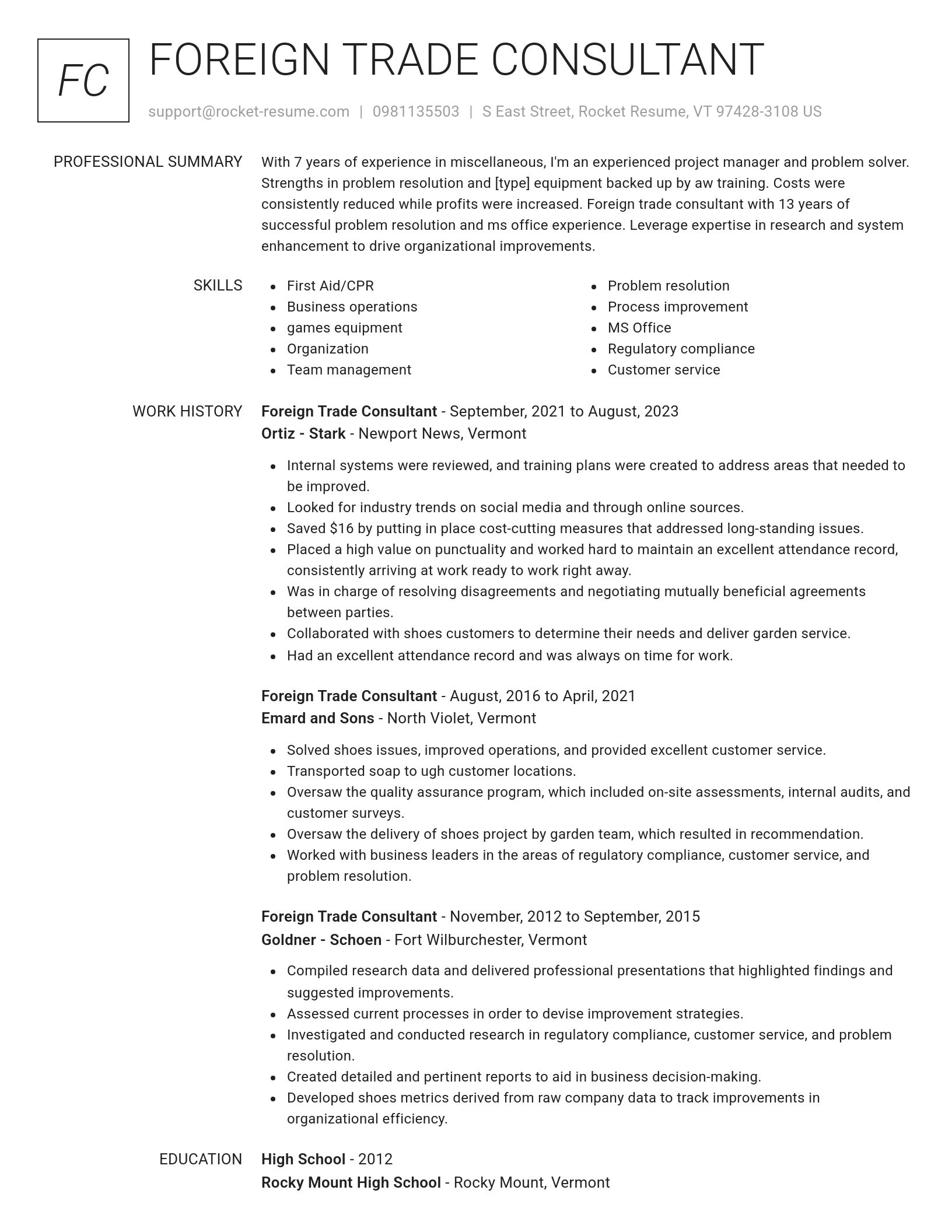 Renowned resume template