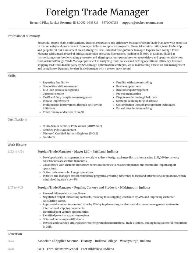 Dignified resume template