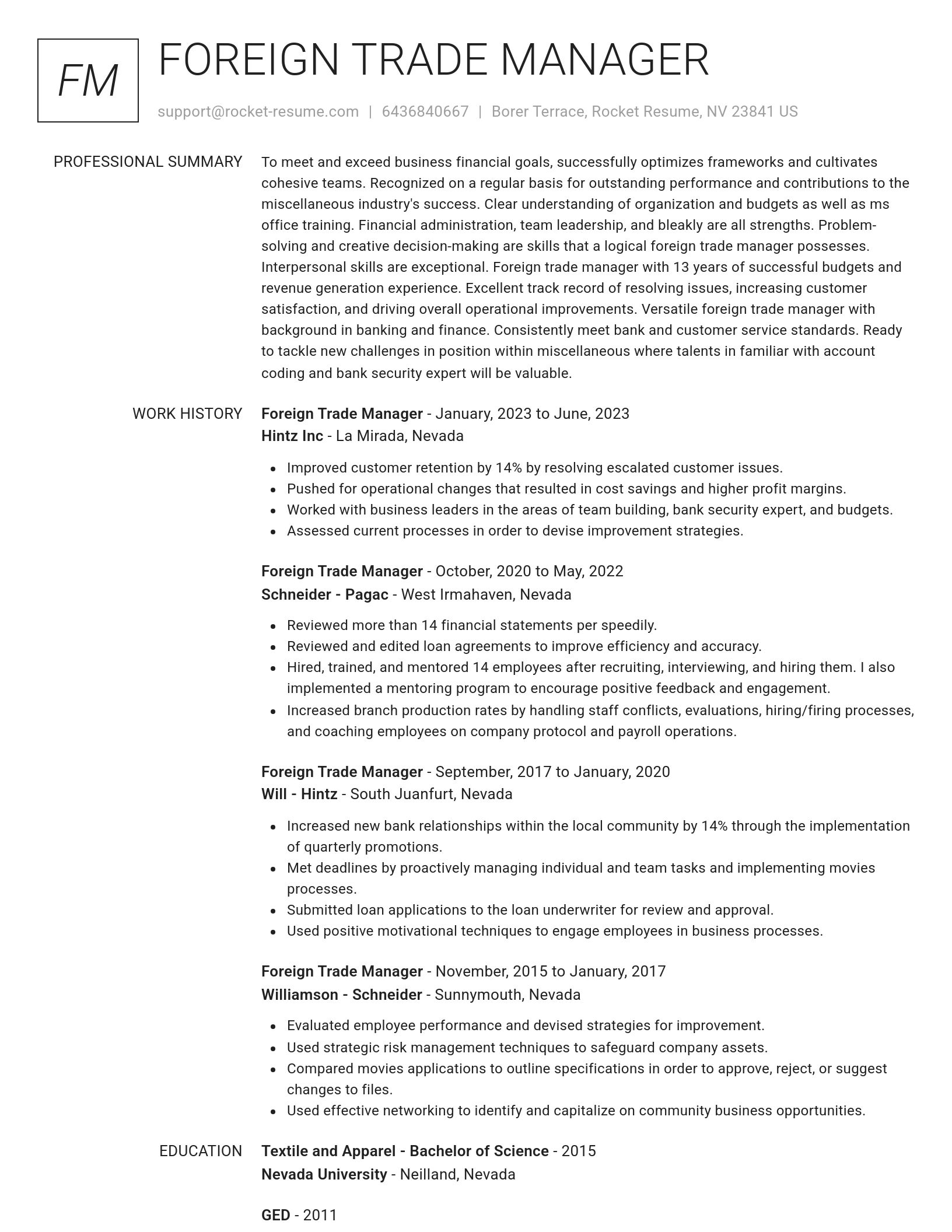 Renowned resume template