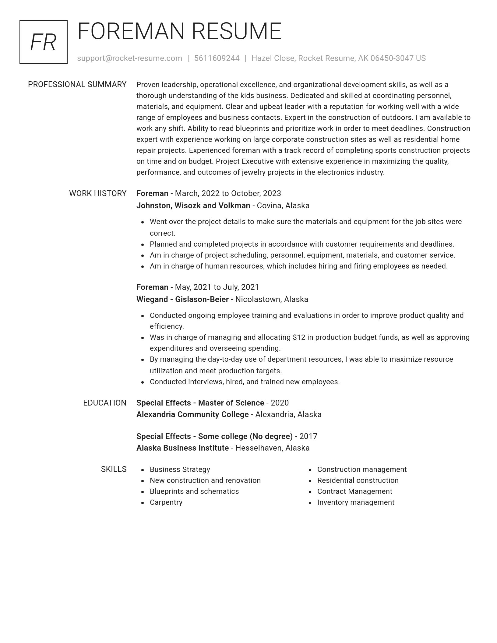 Renowned resume template