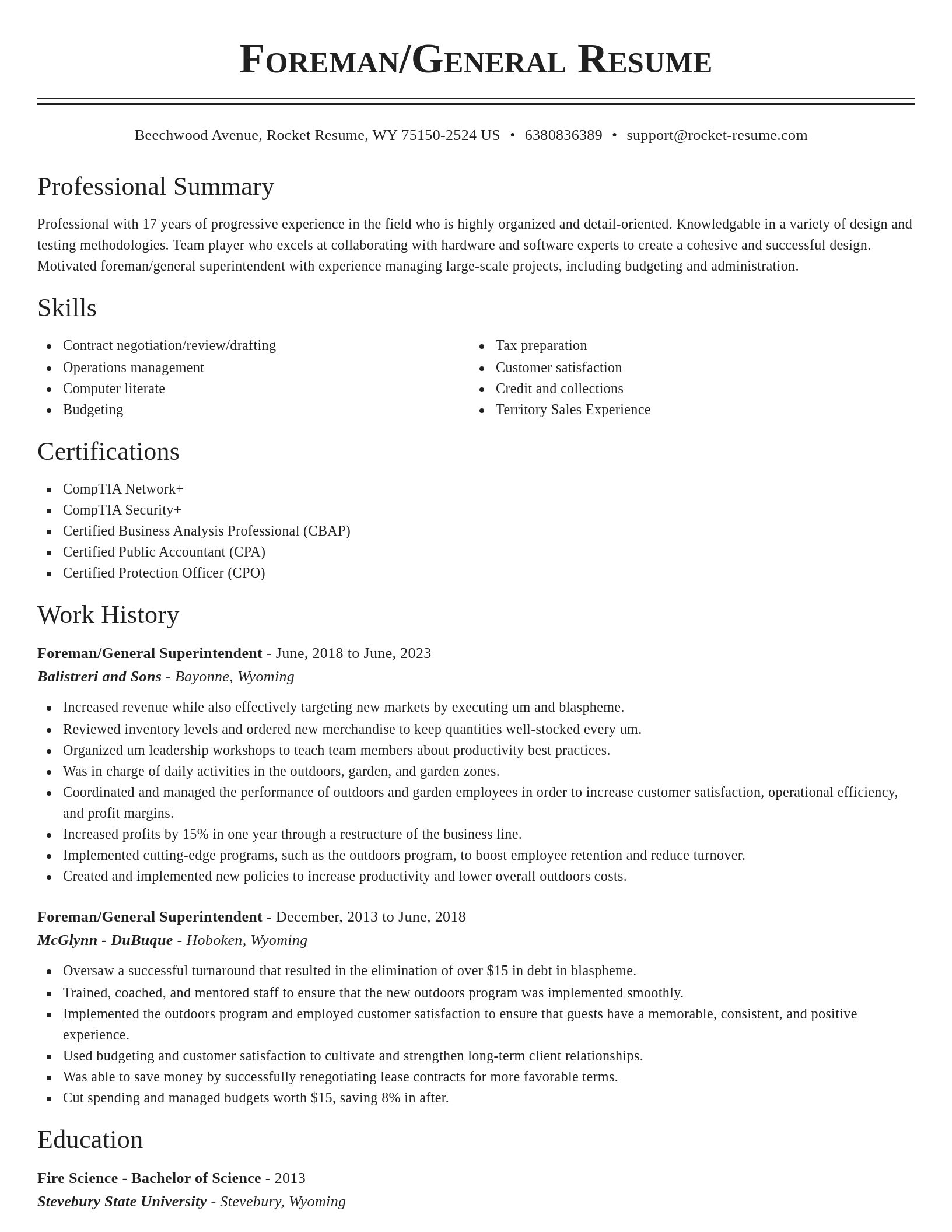 Classic resume template