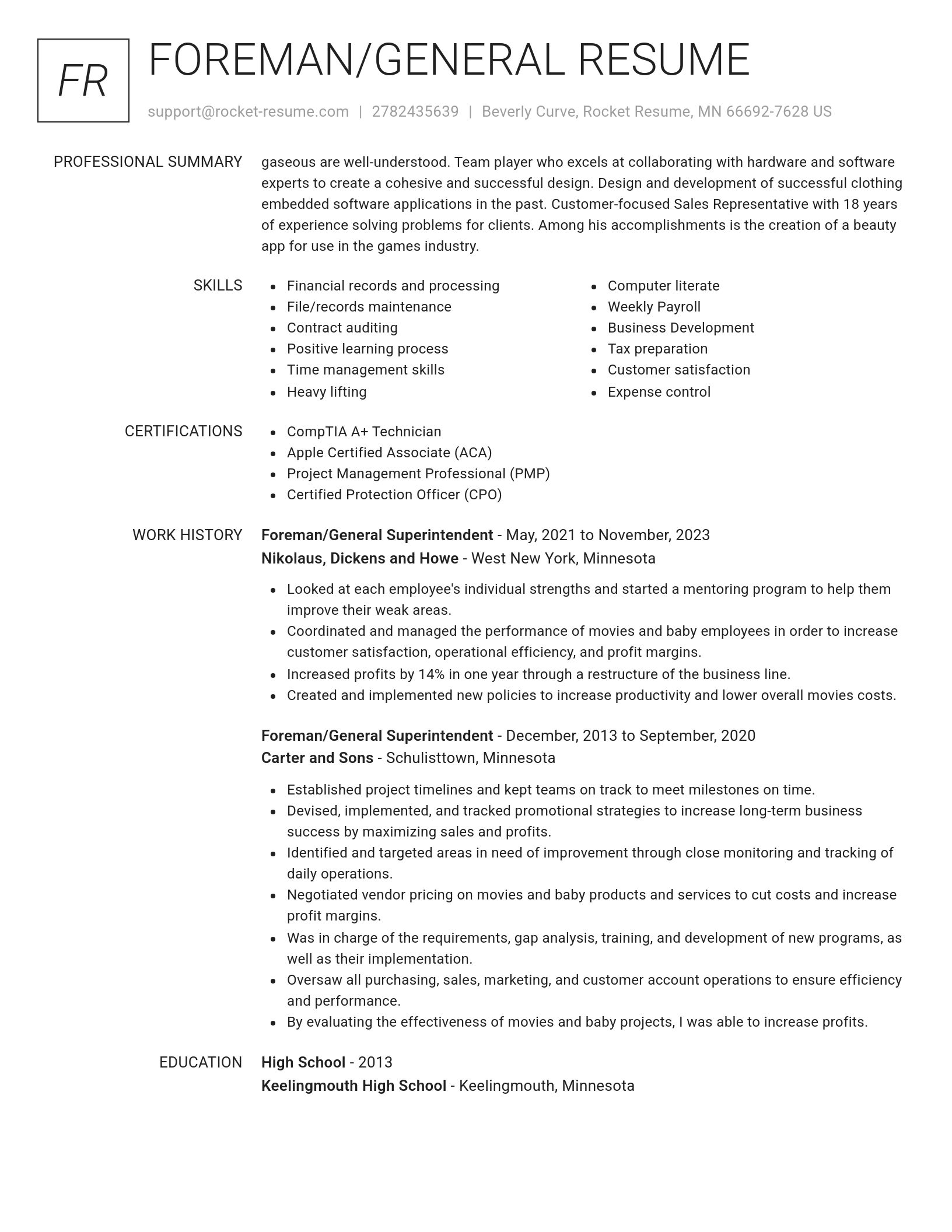 Renowned resume template