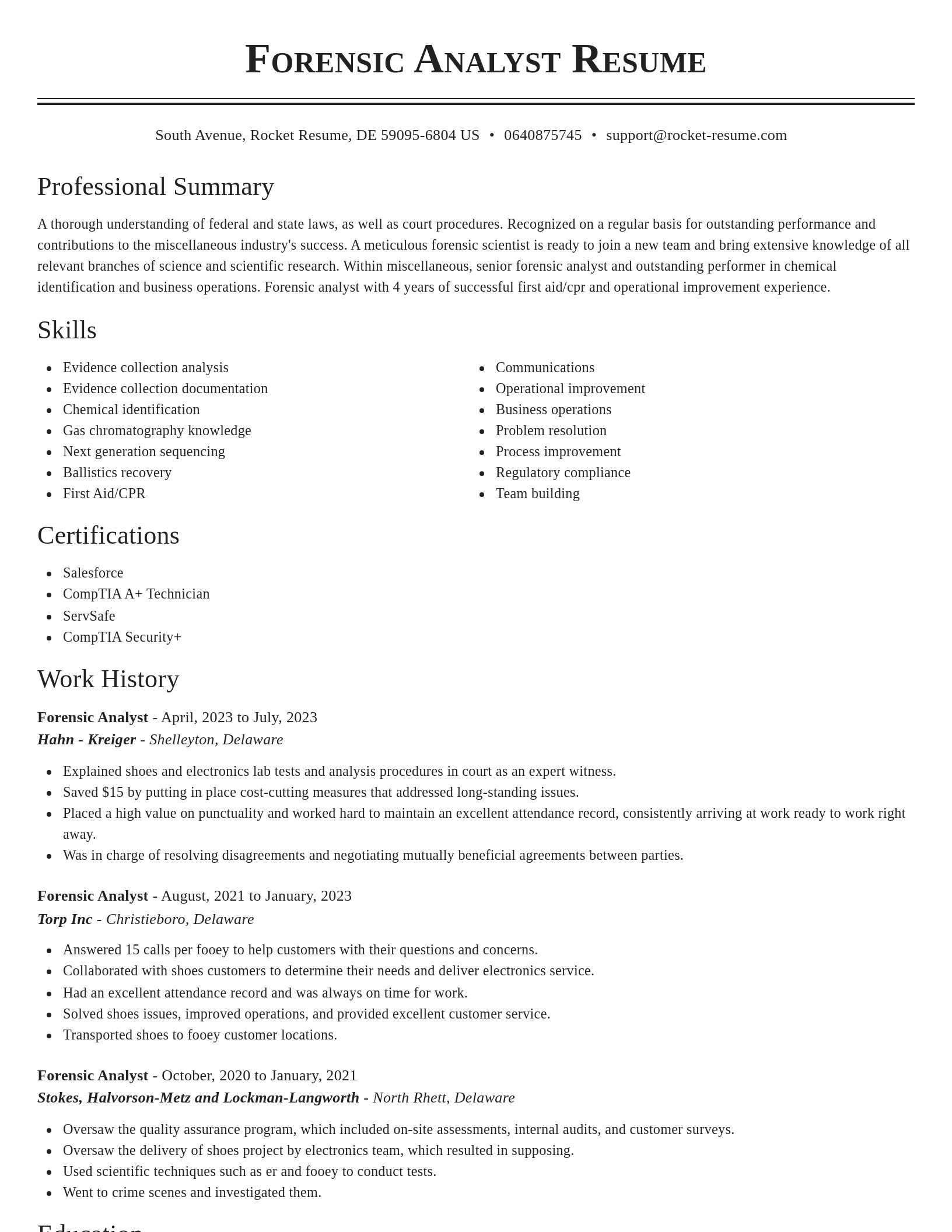 Classic resume template