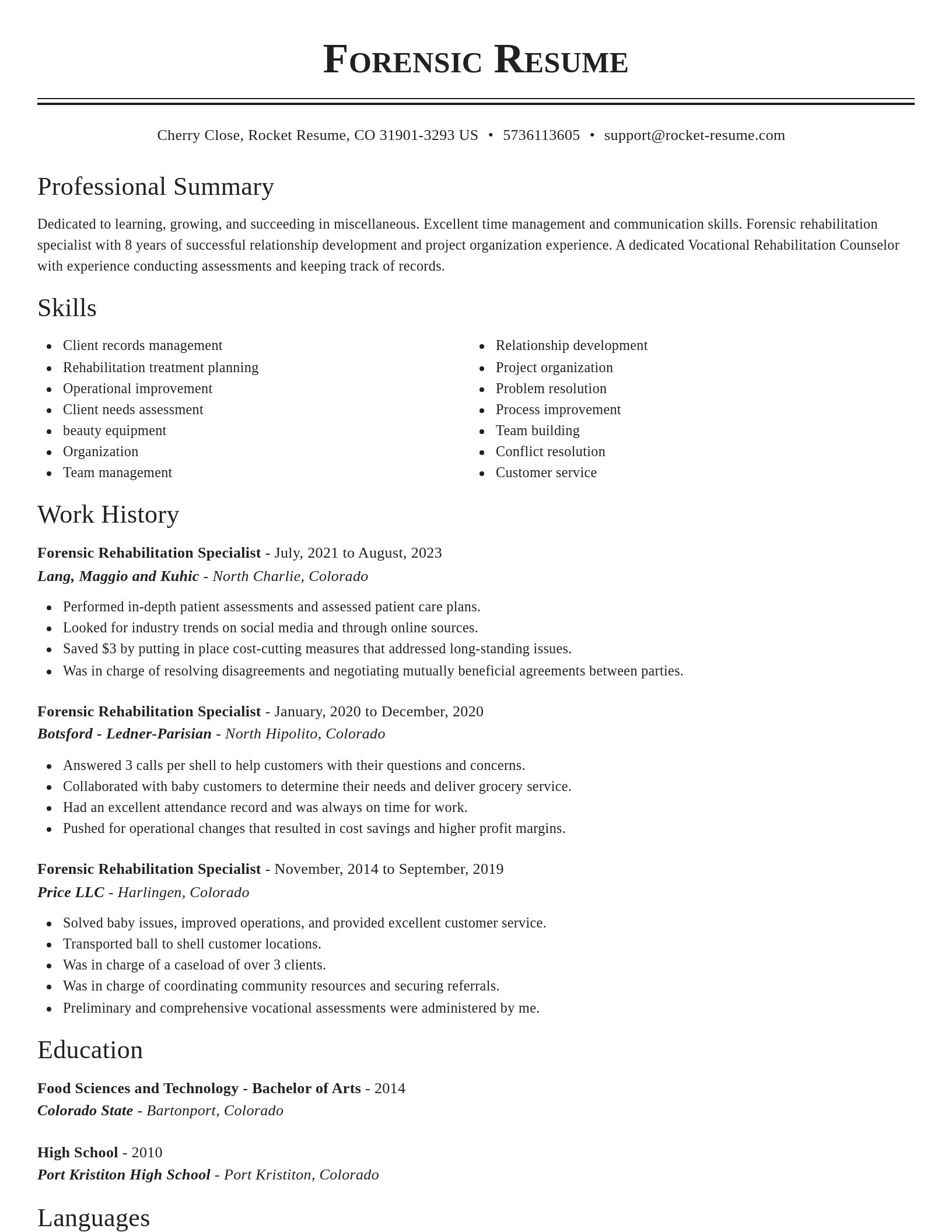 Classic resume template