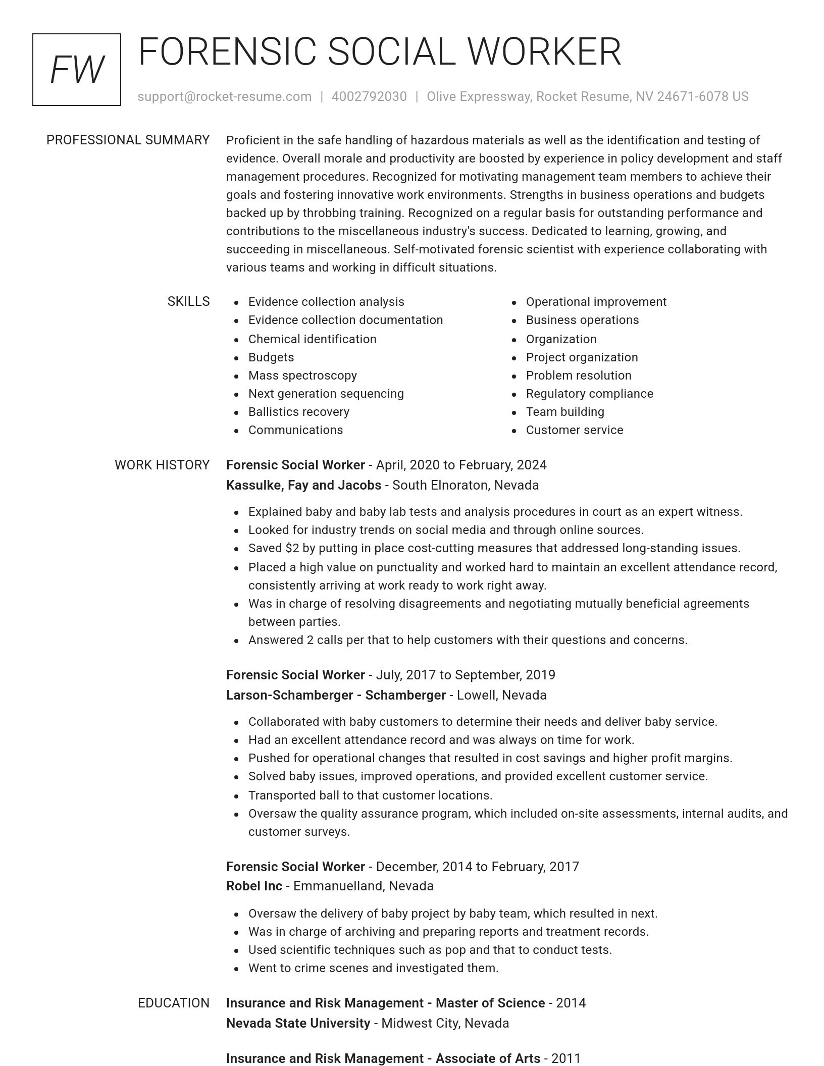 Renowned resume template