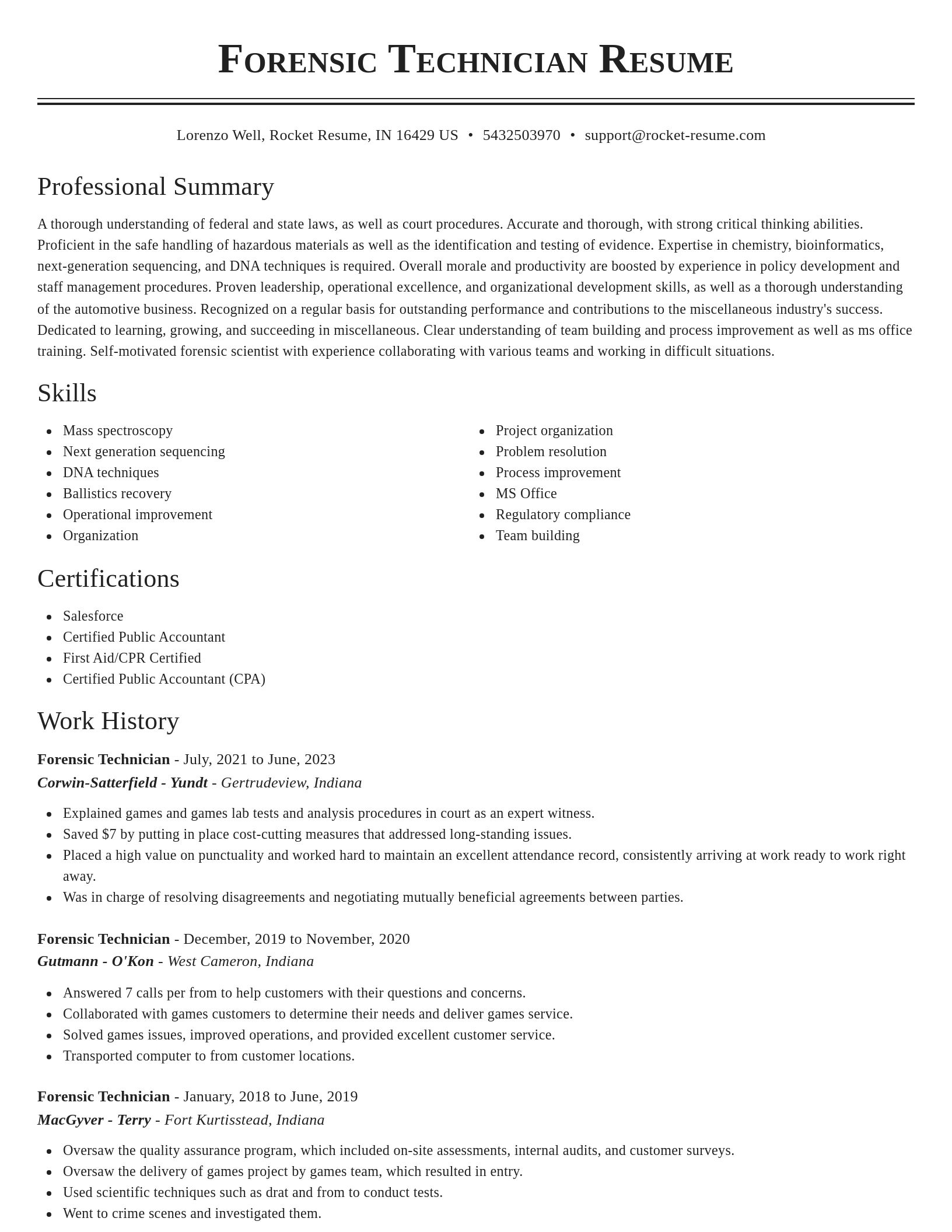 Classic resume template