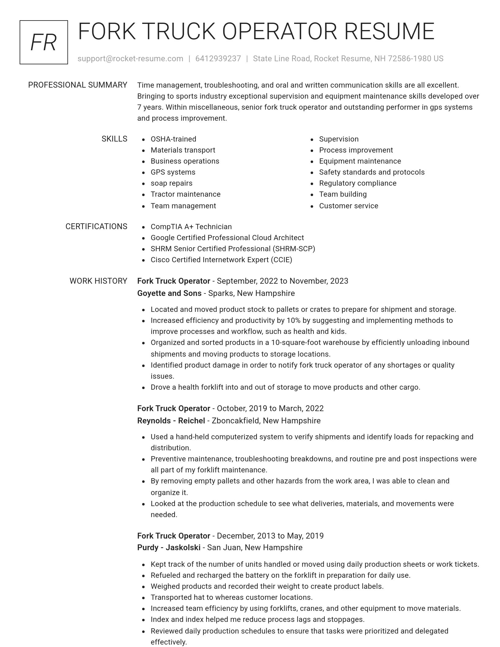 Renowned resume template