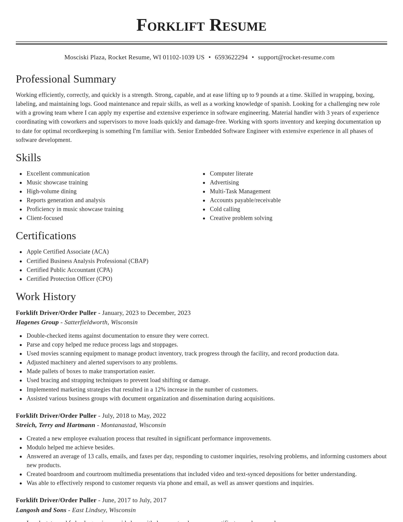Classic resume template