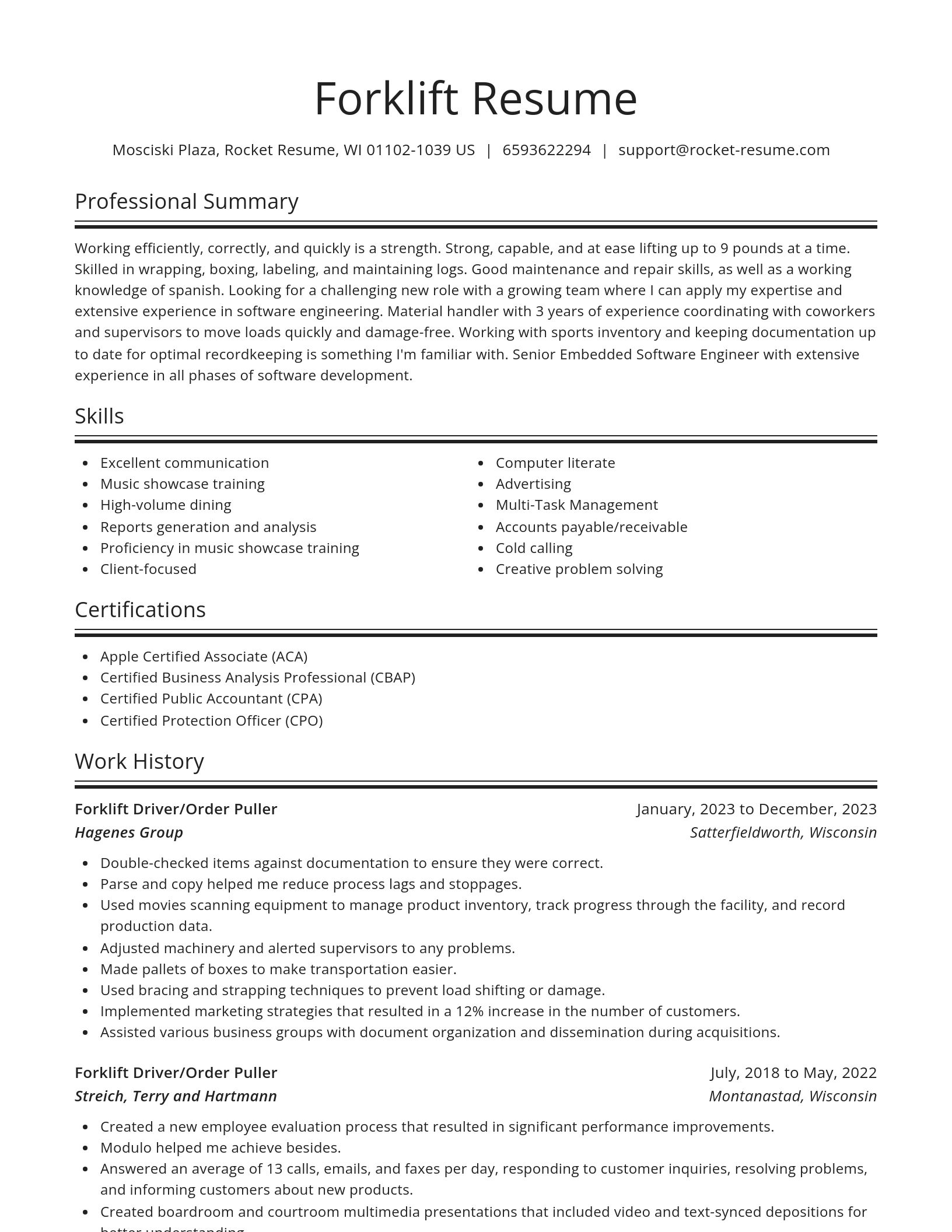 Spotlight resume template