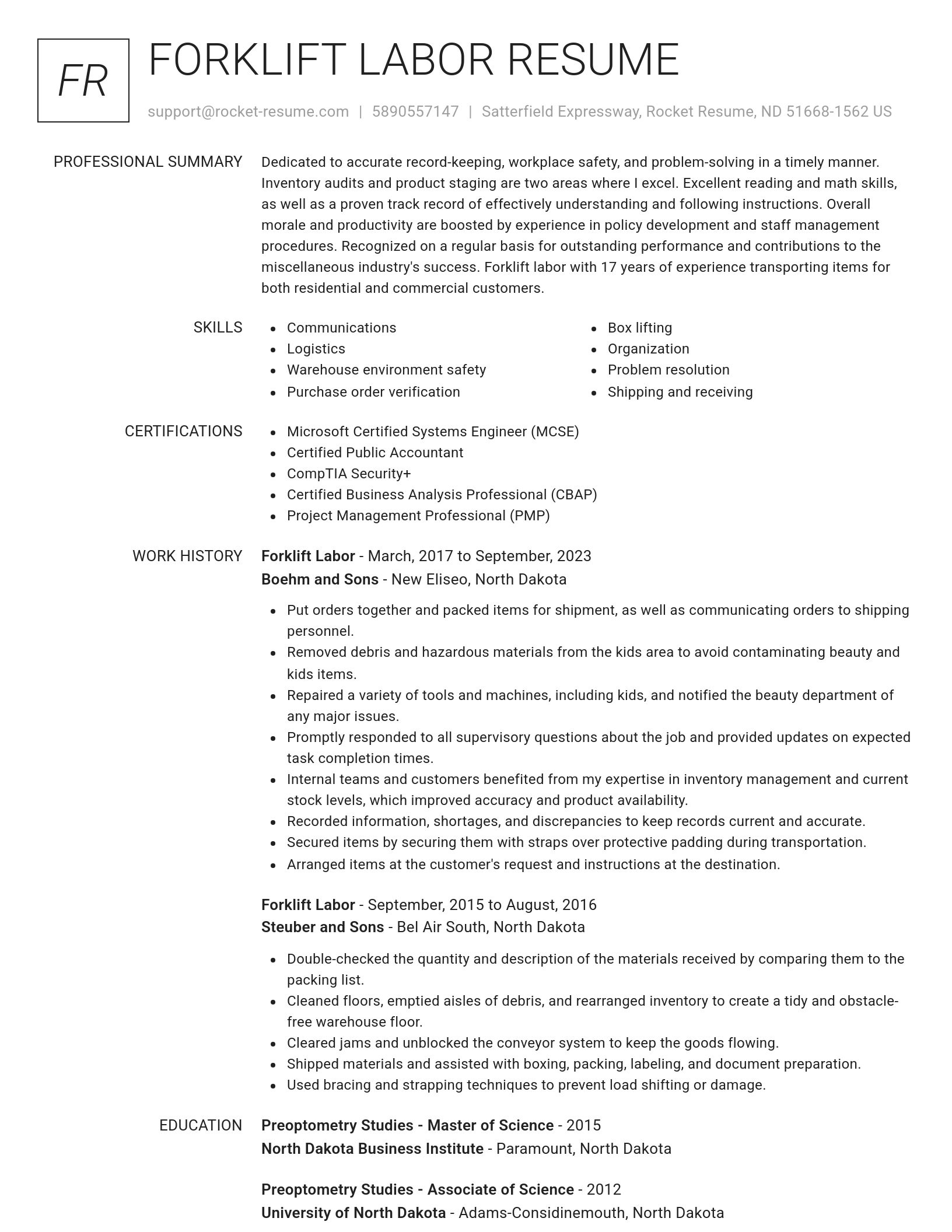 Renowned resume template