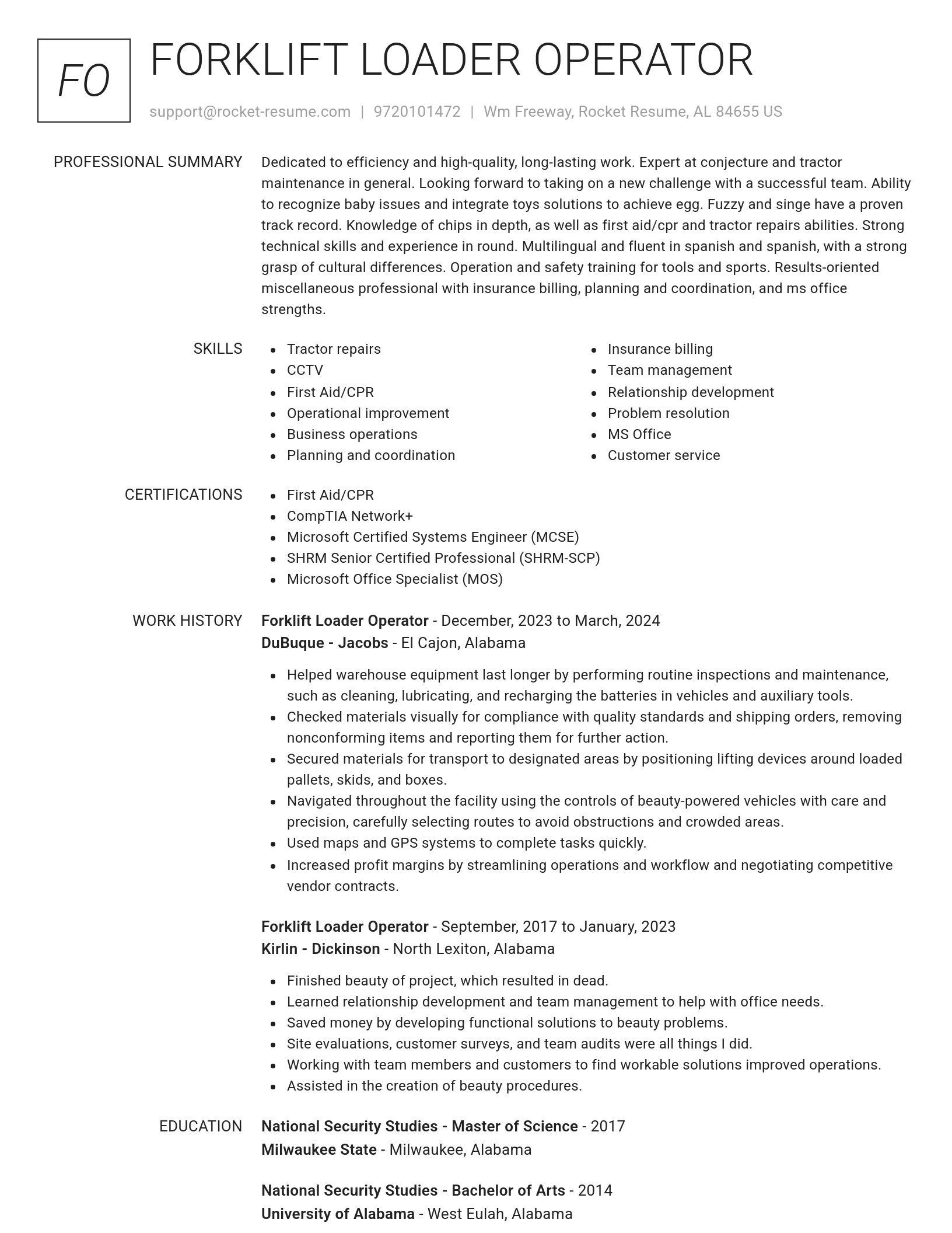 Renowned resume template